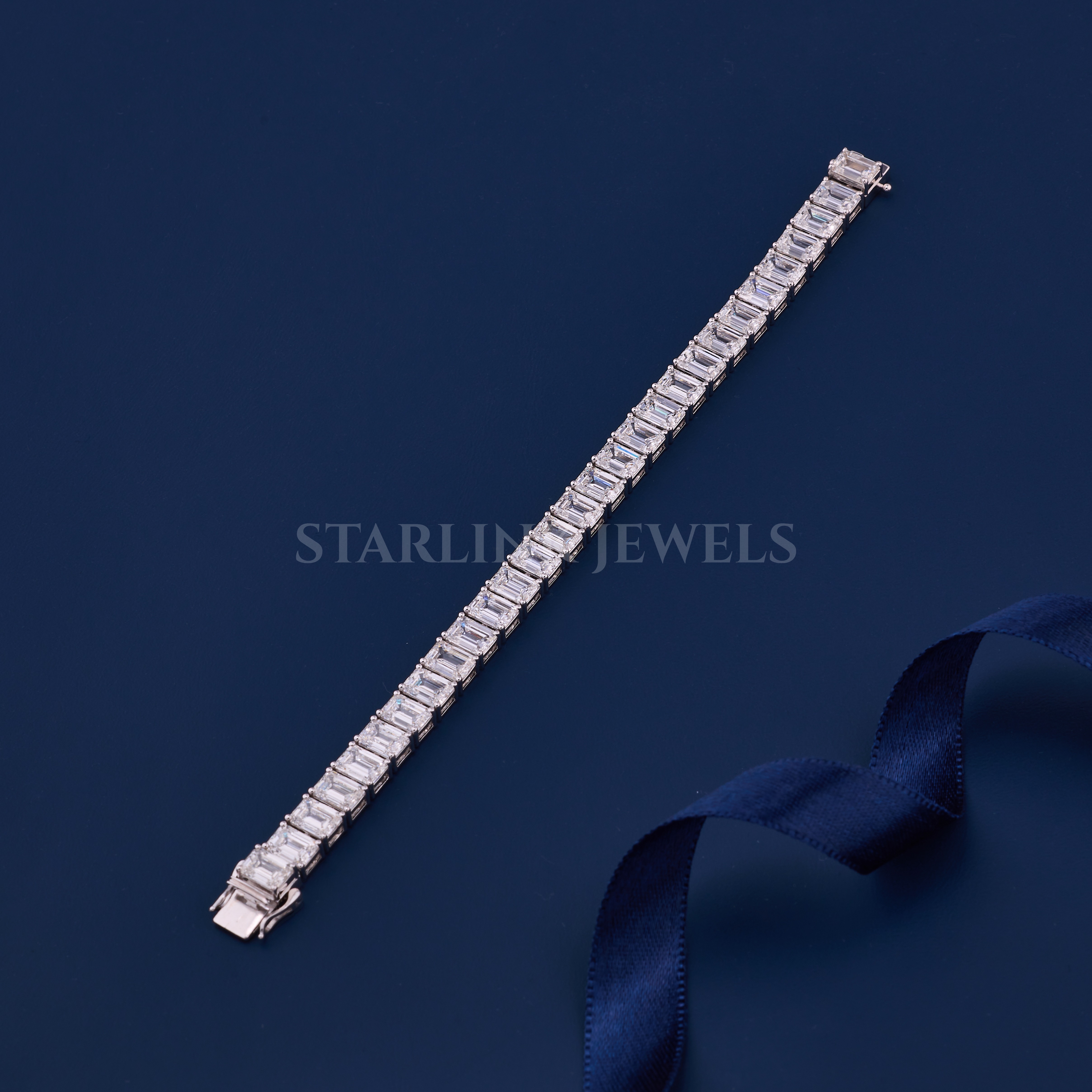 Emerald Cut Diamond Tennis Bracelet – view 4