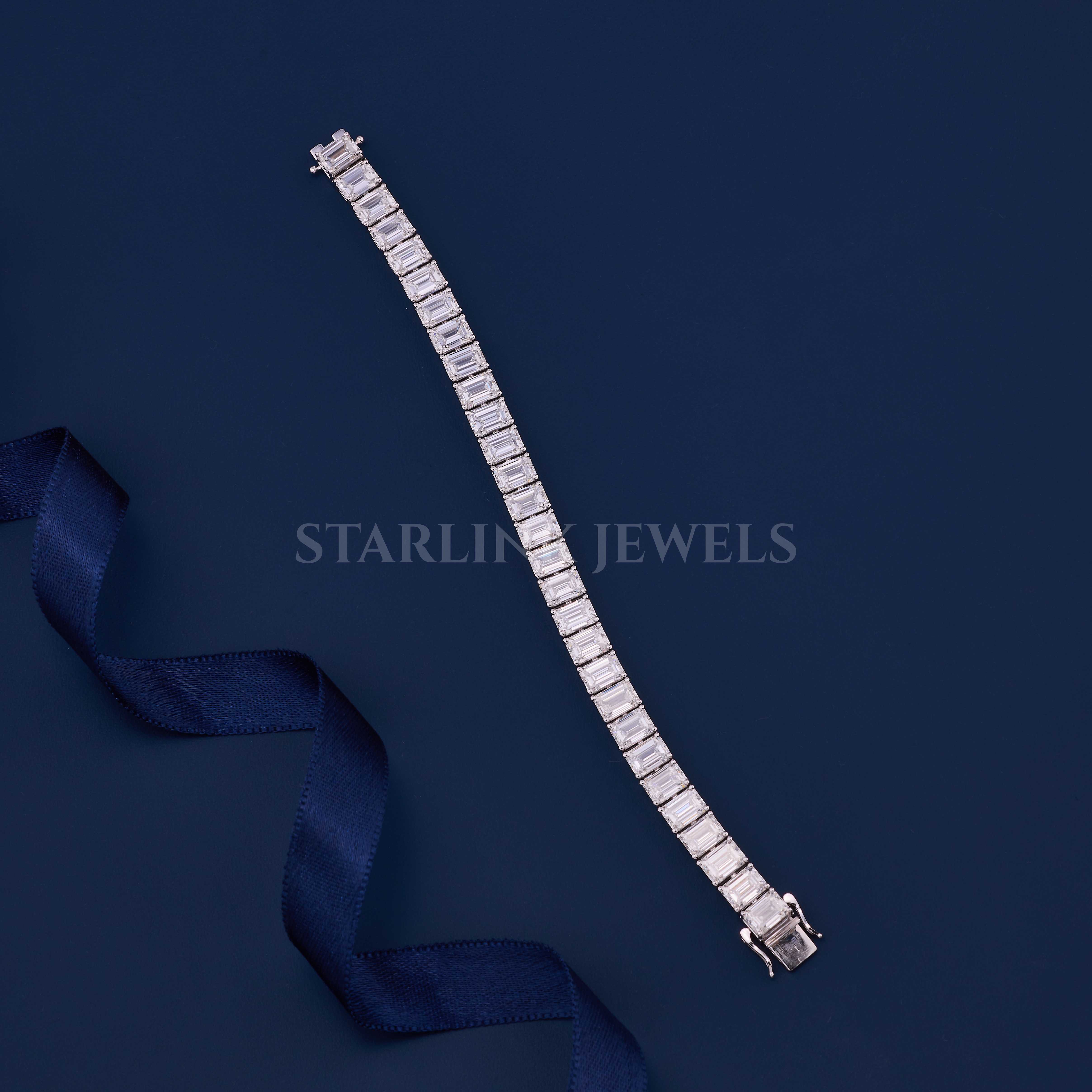 Emerald Cut Diamond Tennis Bracelet – view 3