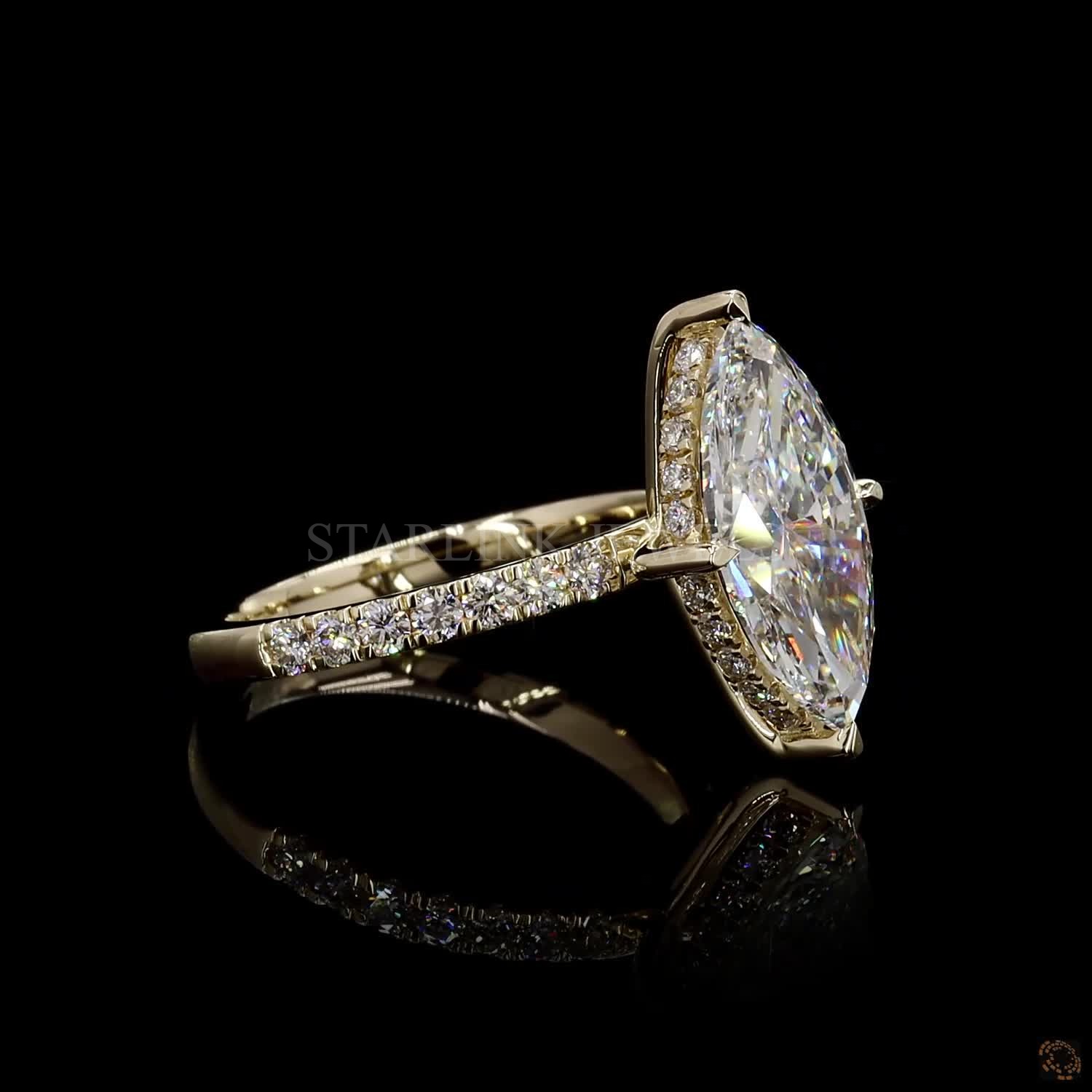Elegant Marquise Solitaire Diamond Ring – view 4