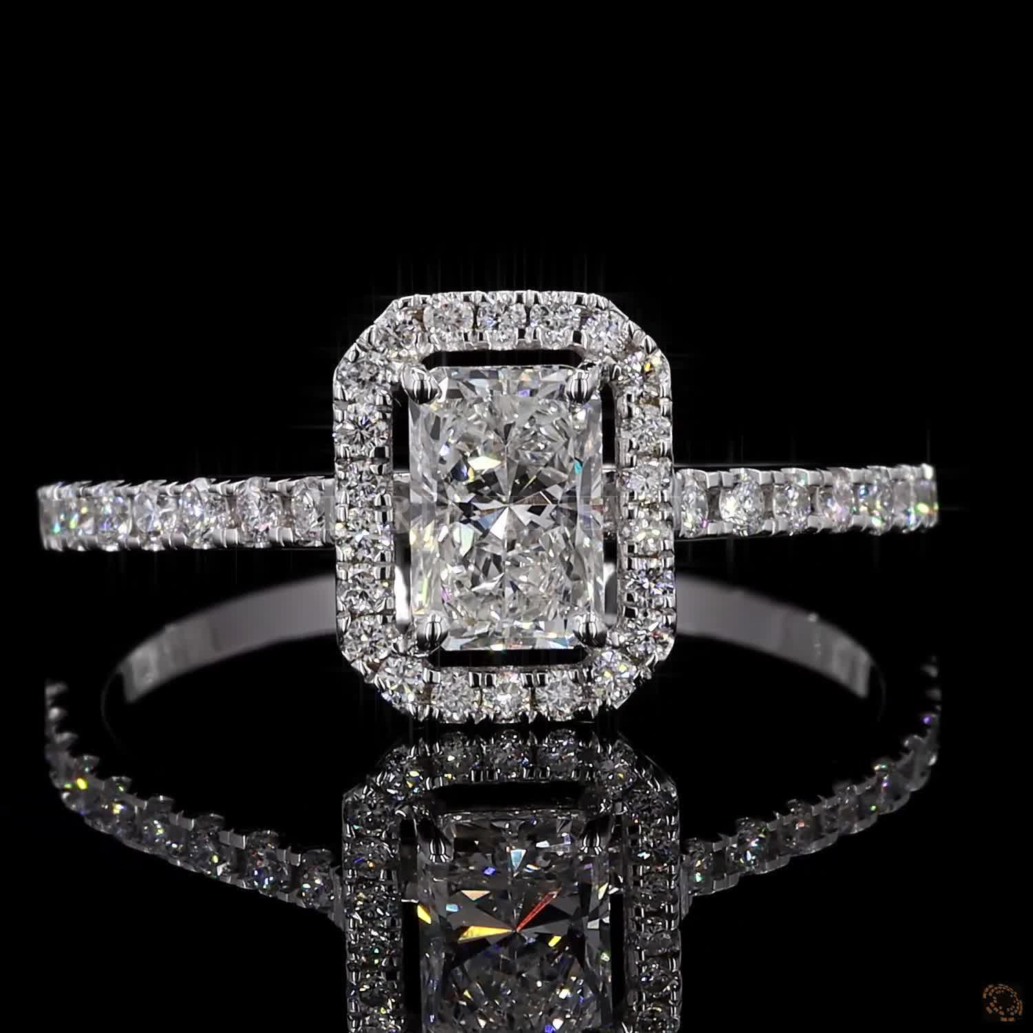 Radiant Cut Halo Diamond Ring – view 3