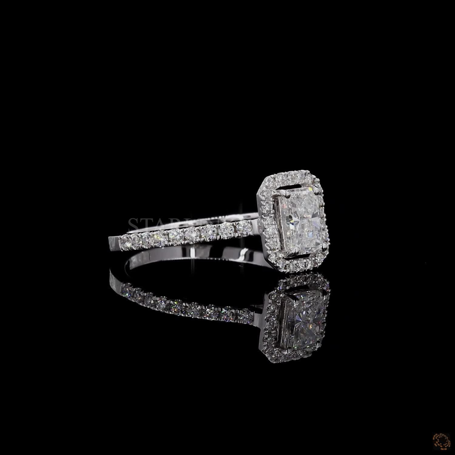 Radiant Cut Halo Diamond Ring – view 4