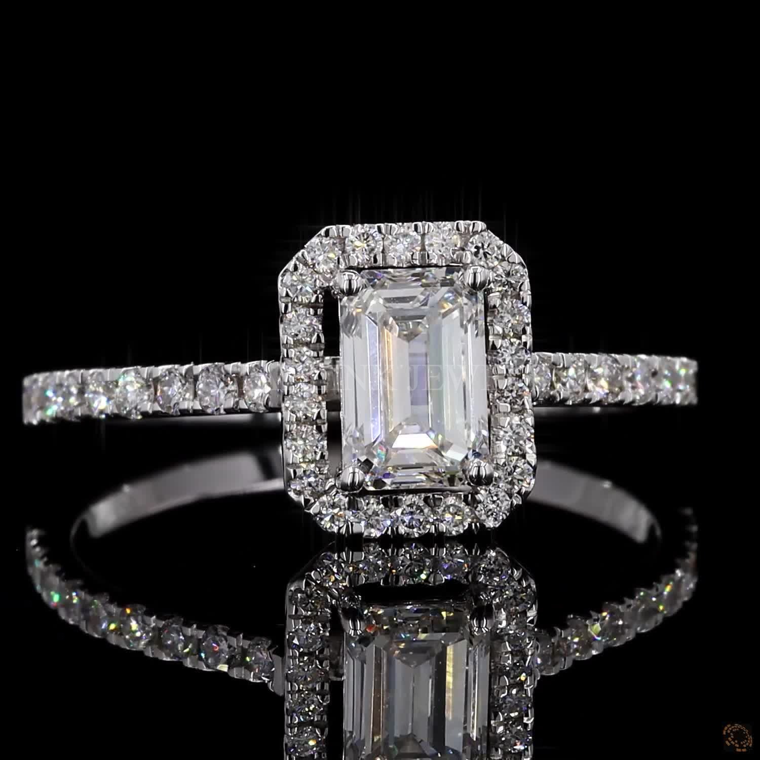 Emerald Cut Halo Diamond Ring – view 3