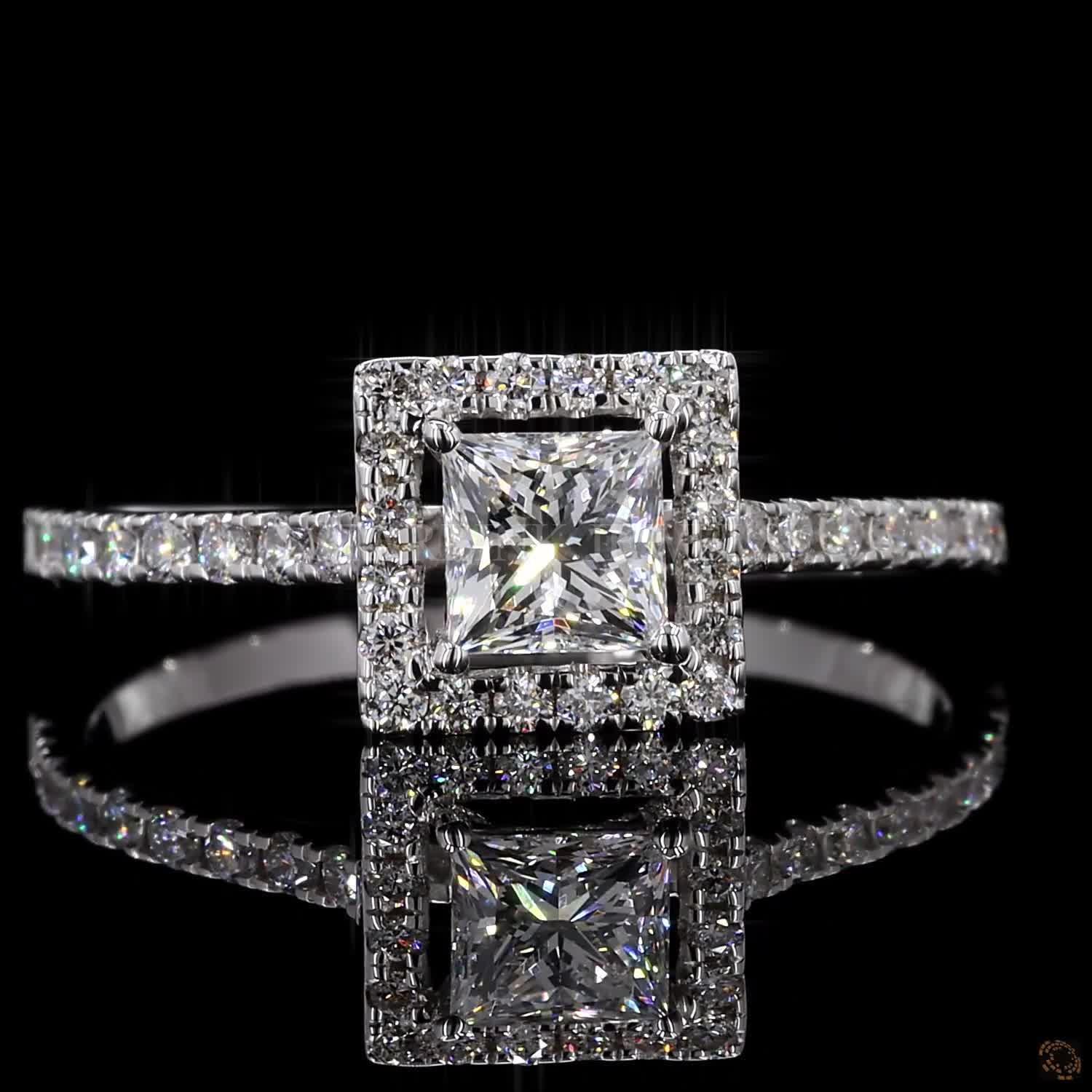 Princess Cut Halo Diamond Ring – view 3