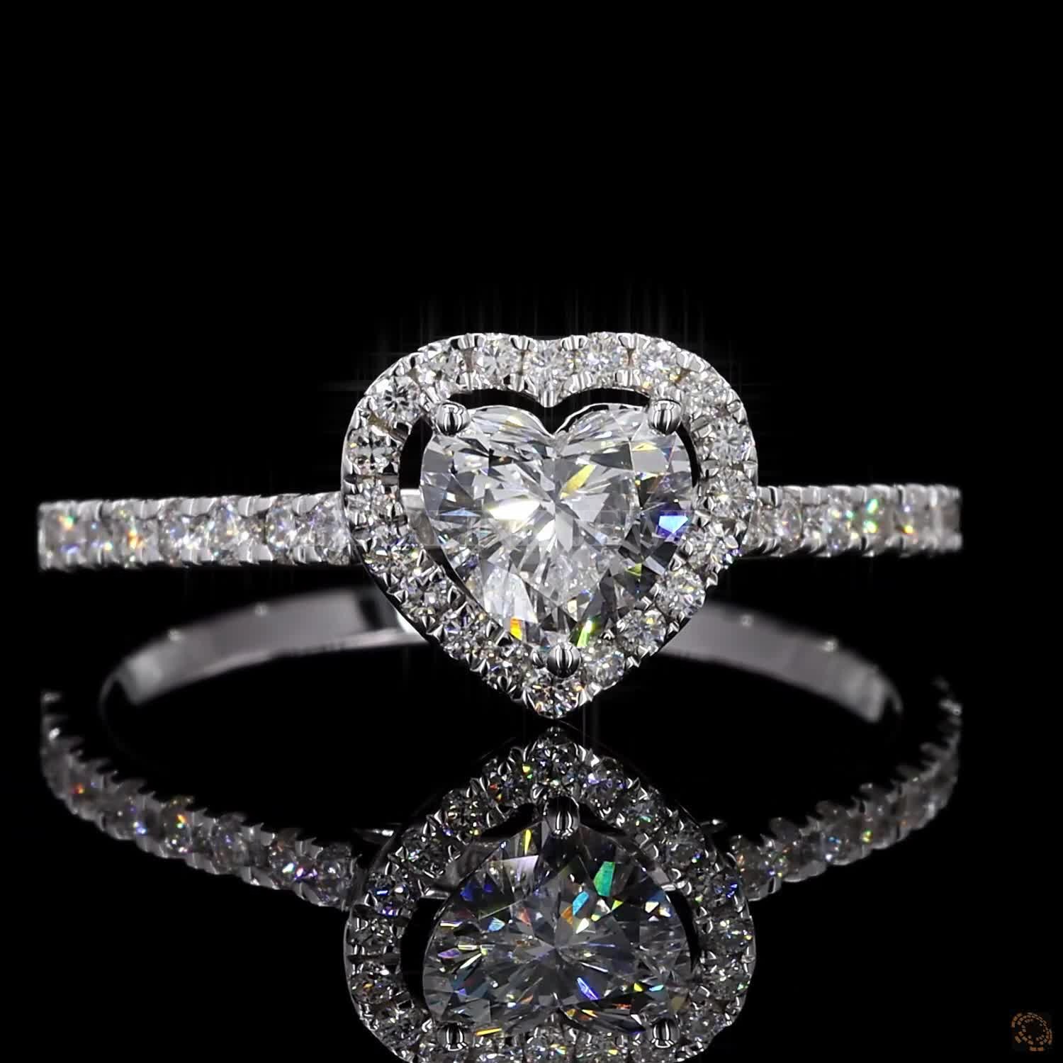 Heart Cut Halo Diamond Ring – view 3