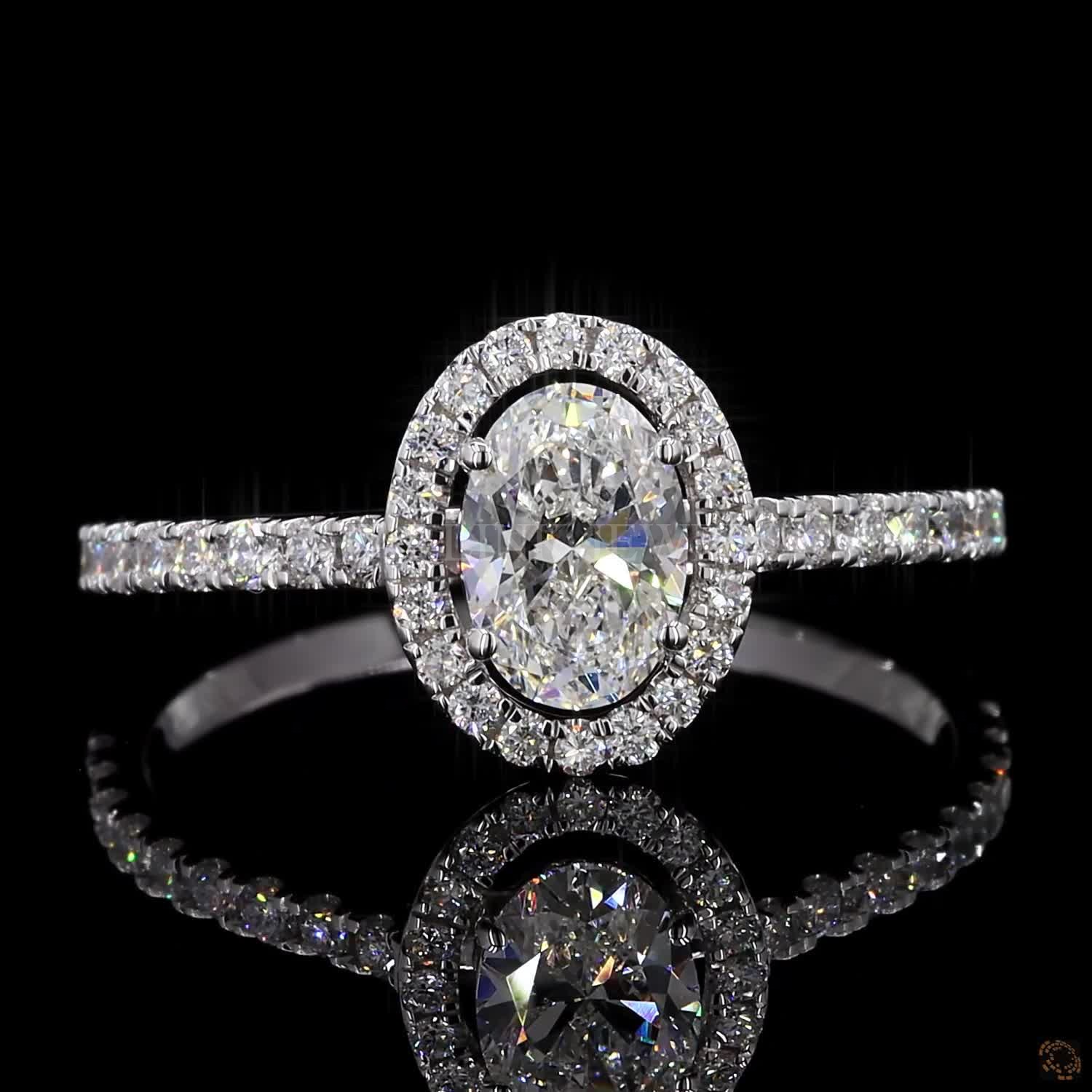 Oval Cut Halo Diamond Ring – view 3
