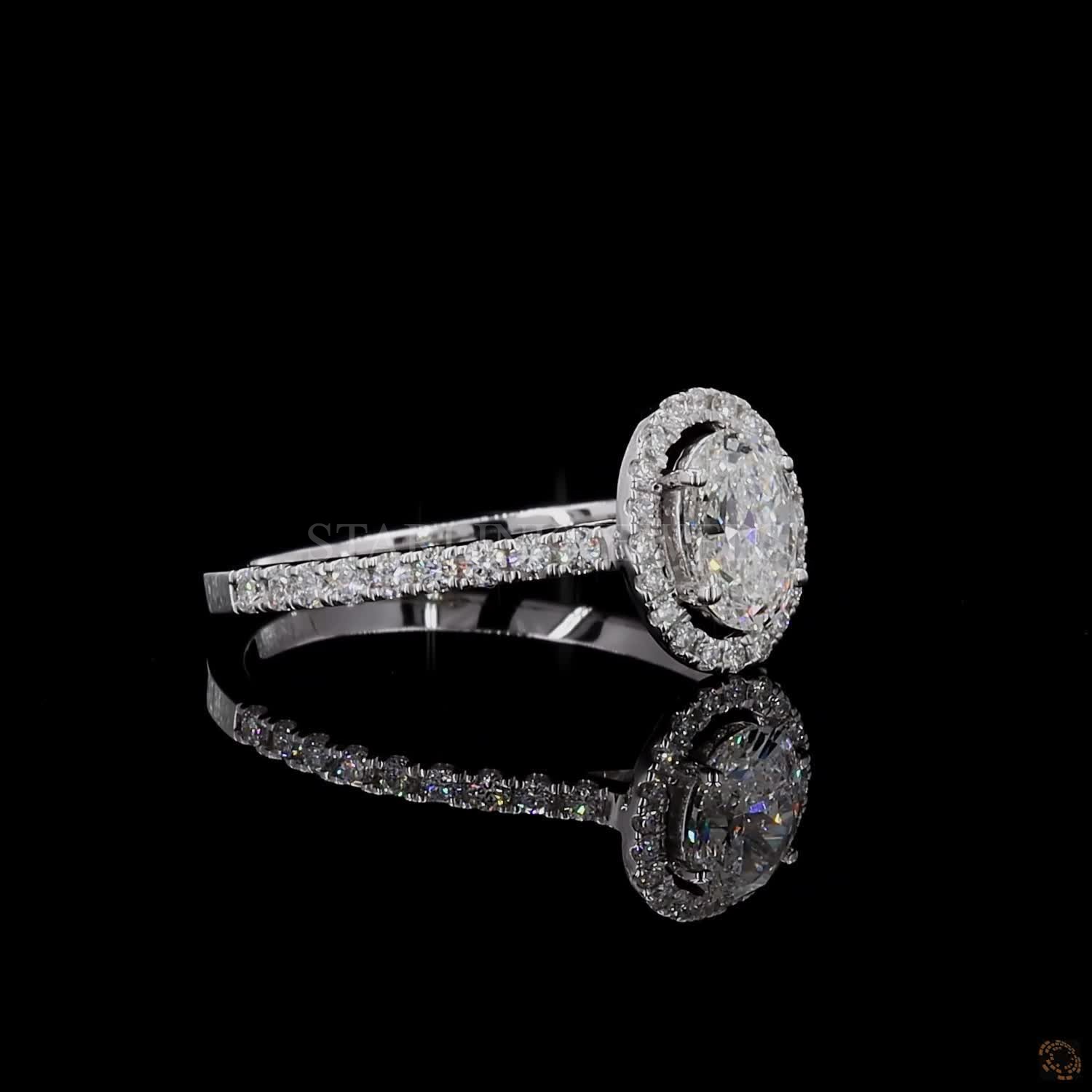 Oval Cut Halo Diamond Ring – view 4
