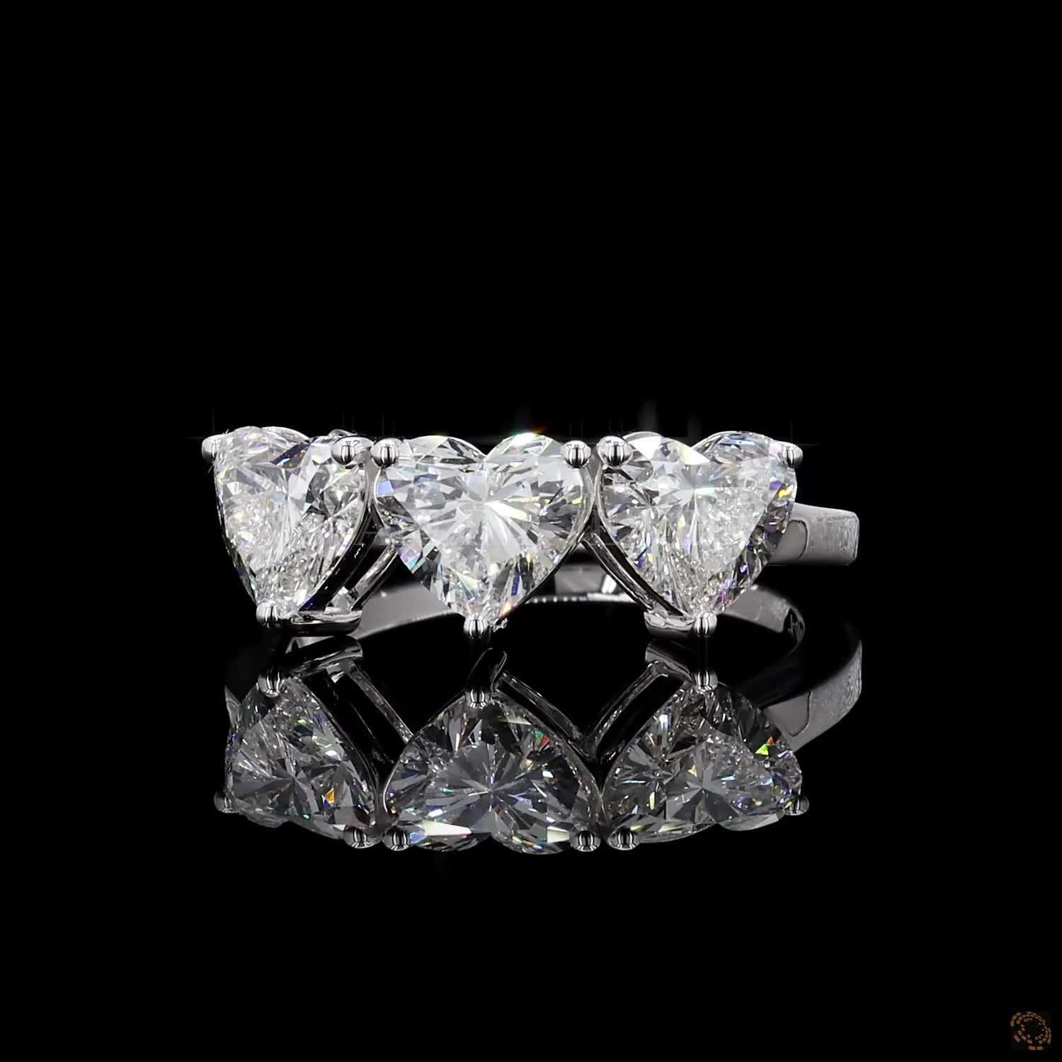 Heart Shape Diamond Trilogy Ring – view 3