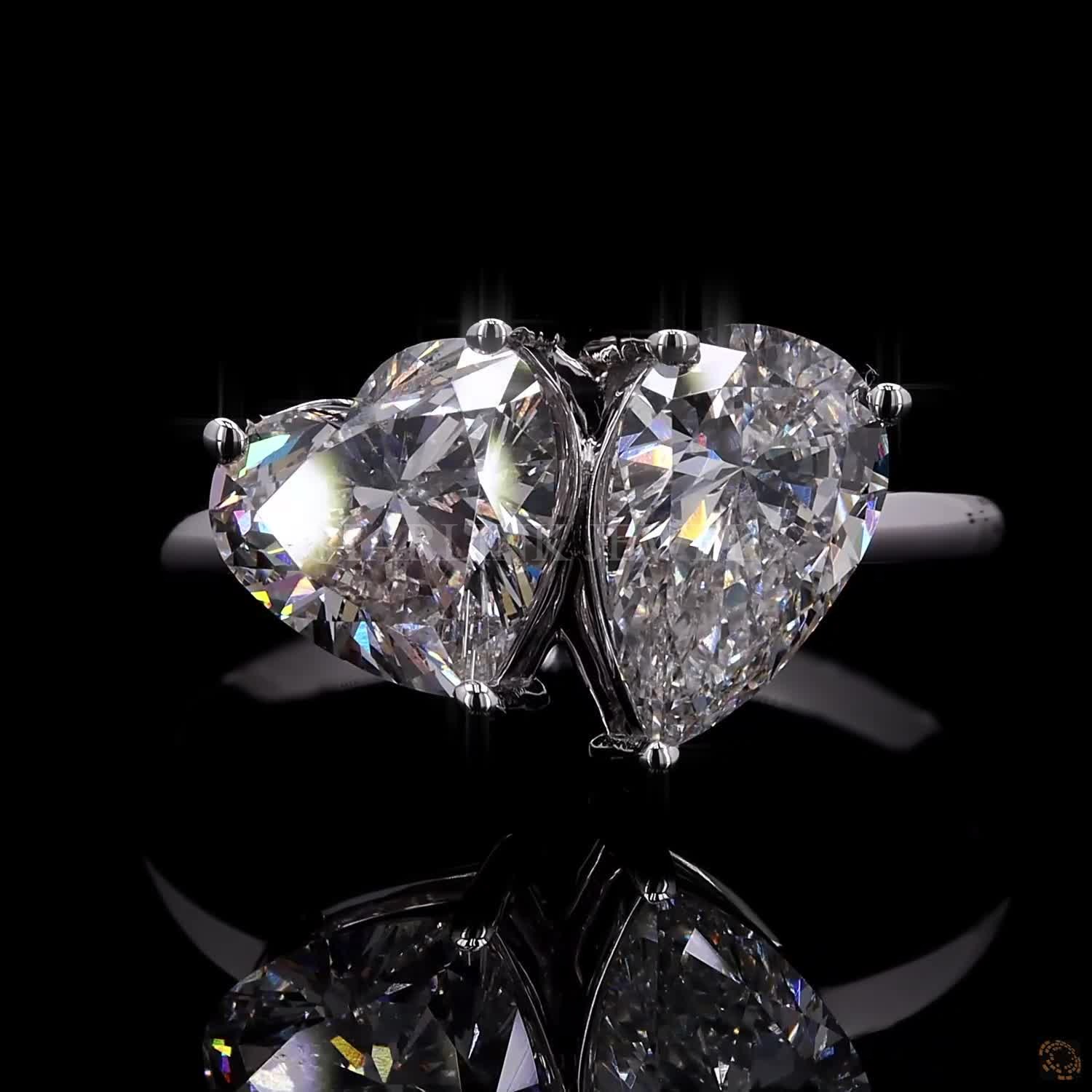 Heart & Pear Toi et Moi Style Diamond Ring – view 3