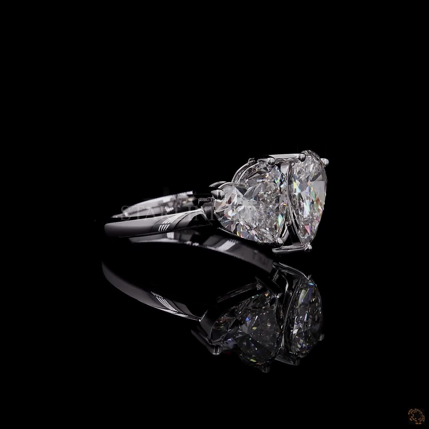 Heart & Pear  Toi et Moi Style Diamond Ring – view 4