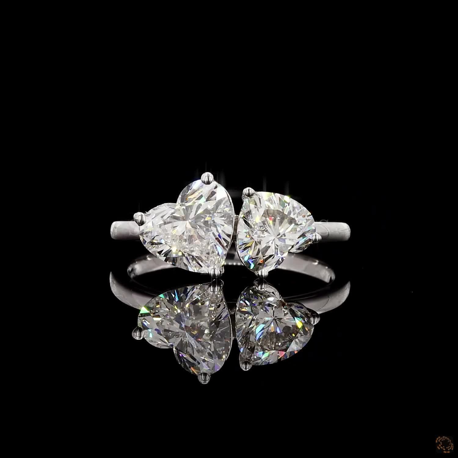 Double Heart Diamond Ring (Toi et Moi Style) – view 3