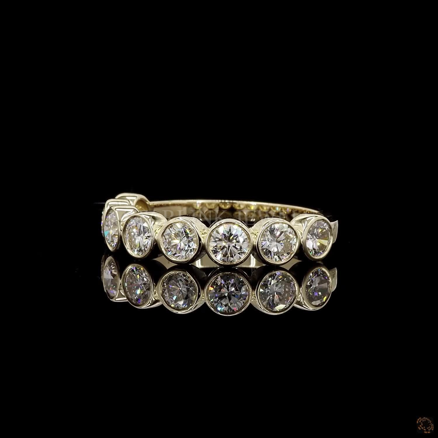 Round Diamond Half Eternity Band (Bezel Setting) – view 3