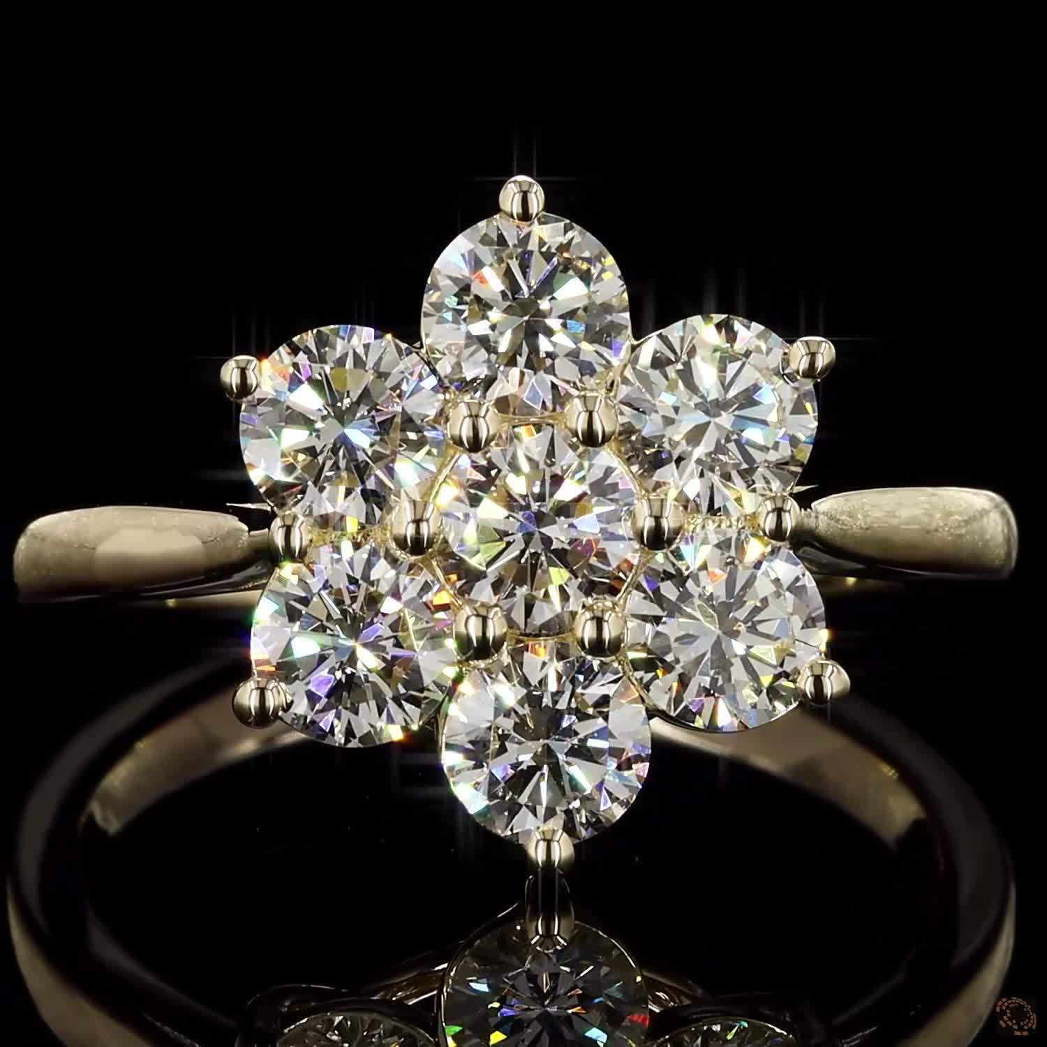 7 Stone Flower Diamond Ring – view 3