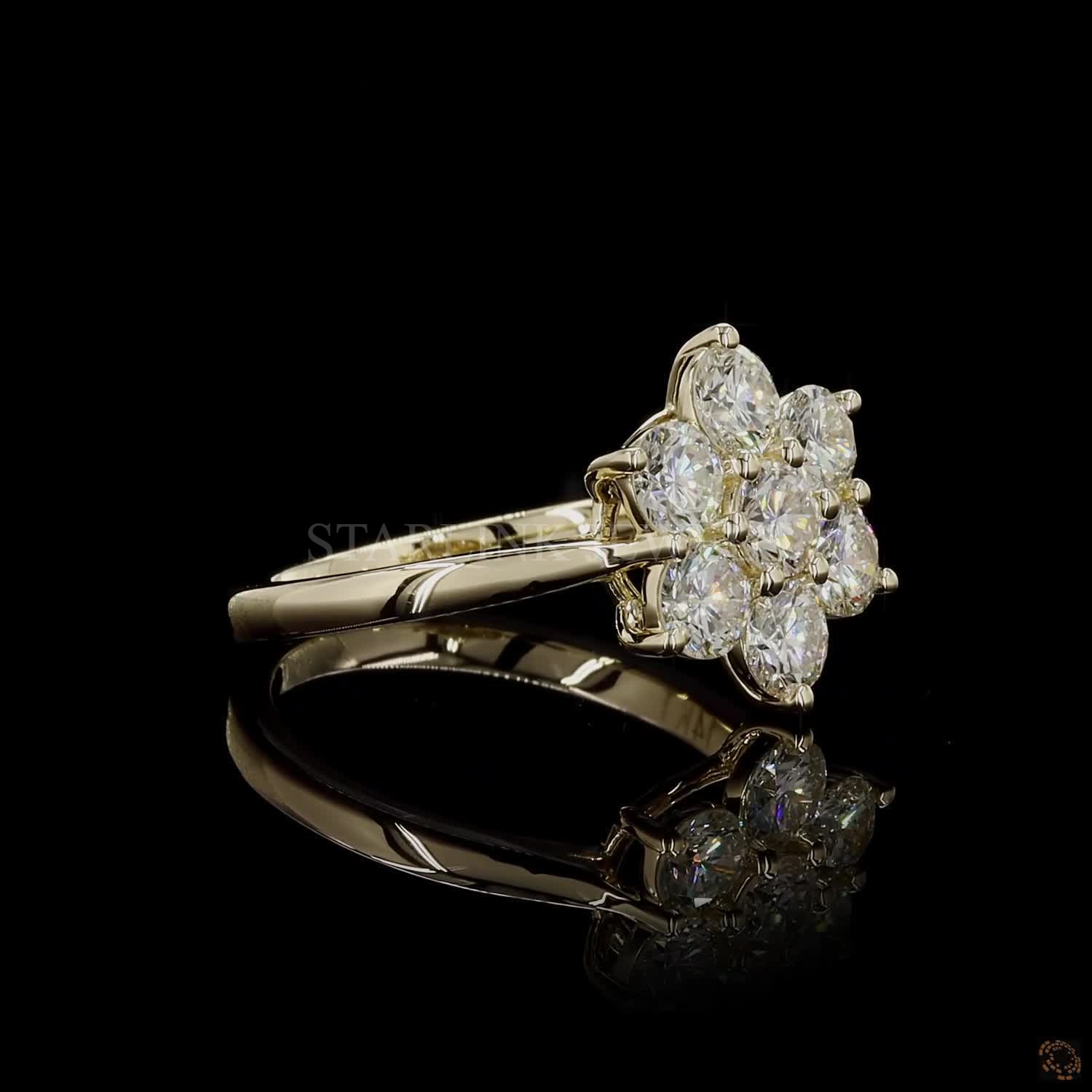 7 Stone Flower Diamond Ring – view 4