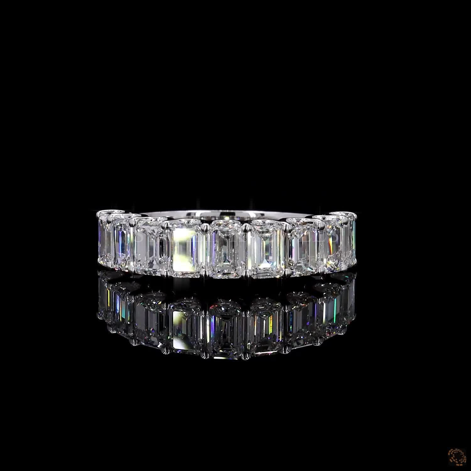 Emerald Diamond Half Eternity Band – view 3