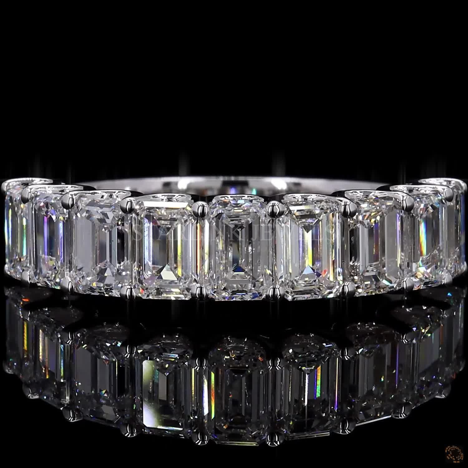 Emerald Diamond Half Eternity Band – view 4