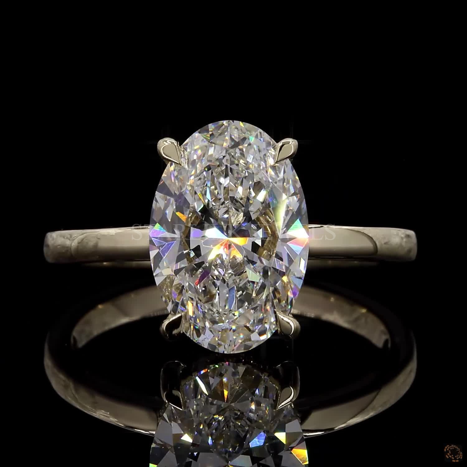 Oval Diamond Solitaire Ring – view 3