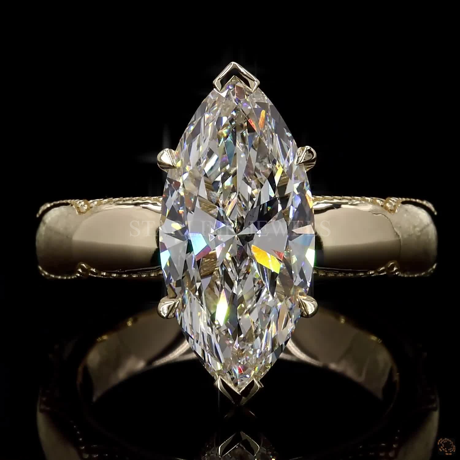 Marquise Diamond Solitaire Ring – view 3