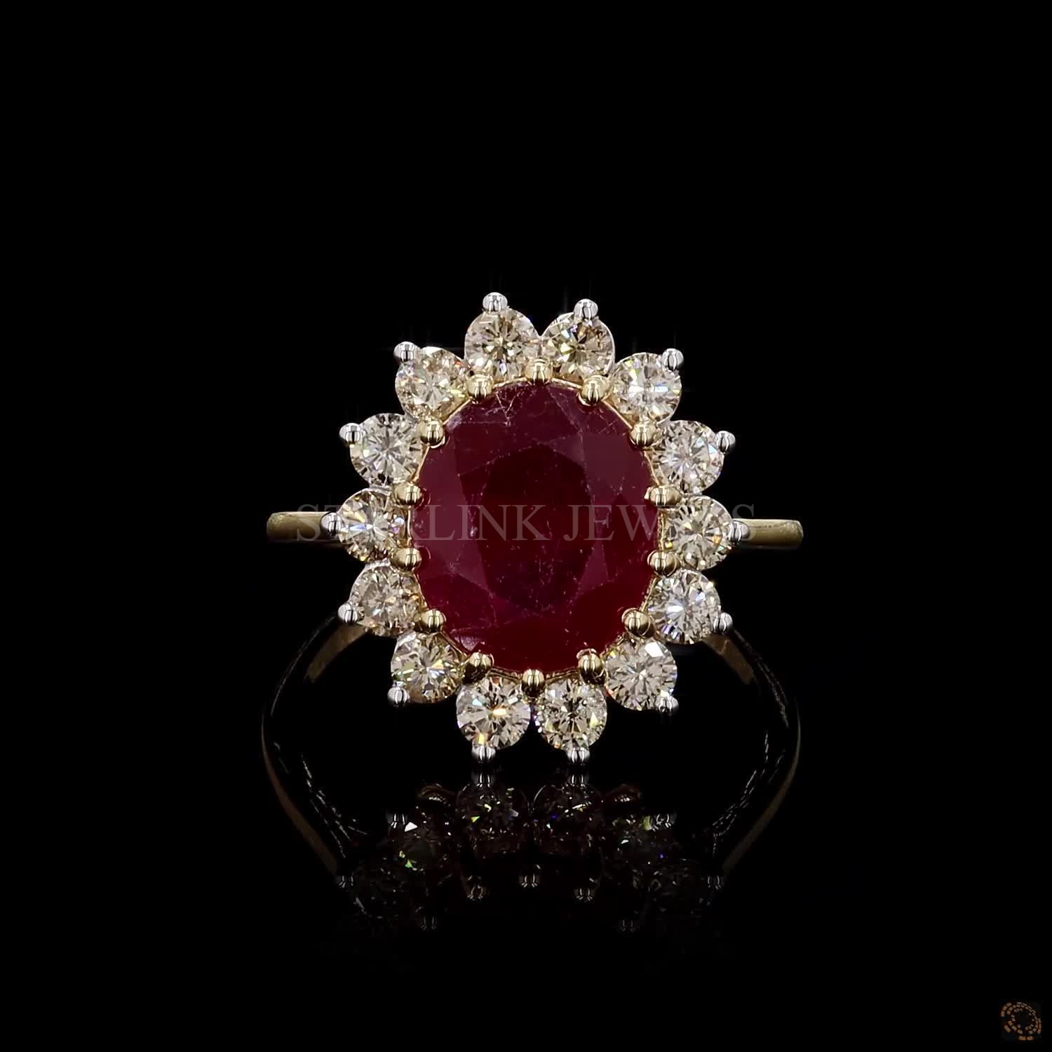 Ruby & Diamond Halo Ring – view 3