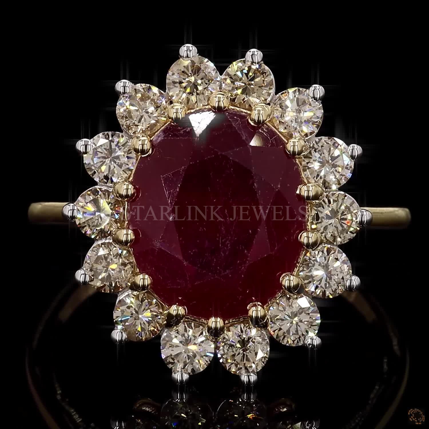 Ruby & Diamond Halo Ring – view 4