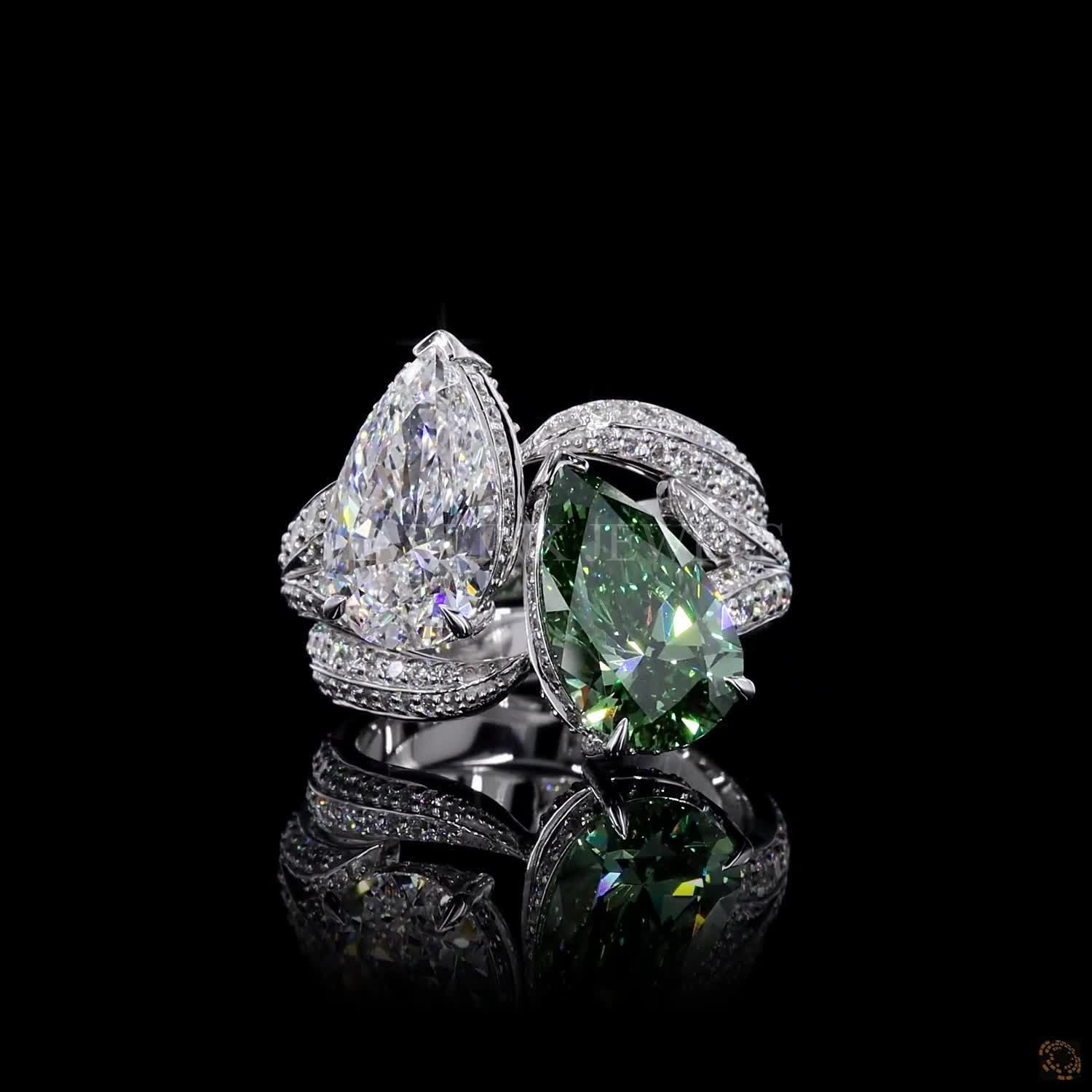 Dual Pear Diamond Ring Set (Toi et Moi Style) – view 3