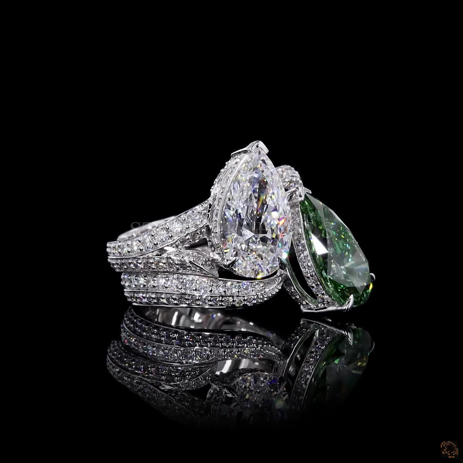 Dual Pear Diamond Ring Set (Toi et Moi Style) – view 4
