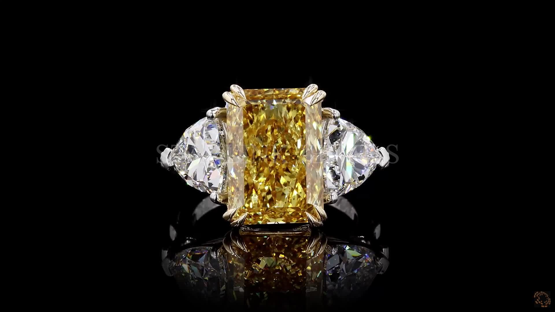 Yellow Radiant Diamond Trilogy Ring – view 3