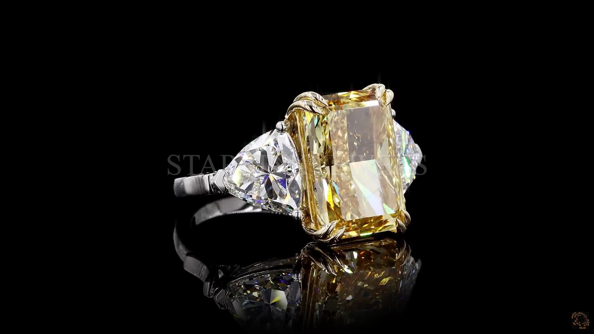Yellow Radiant Diamond Trilogy Ring – view 4