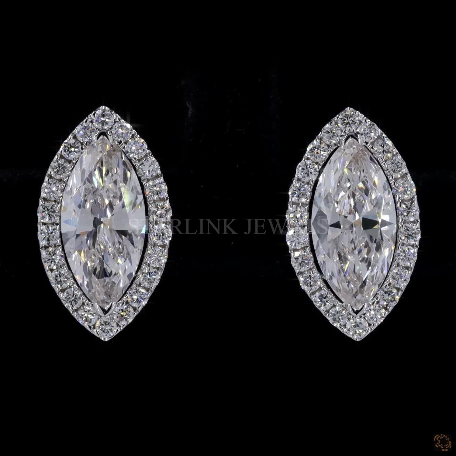 Marquise Cut Diamond Halo Stud Earrings – view 3