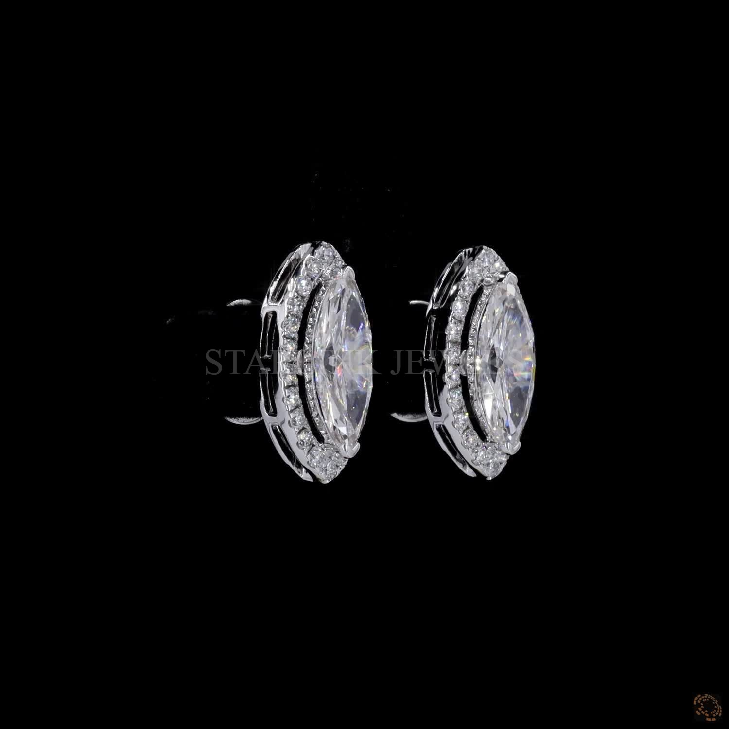 Marquise Cut Diamond Halo Stud Earrings – view 4