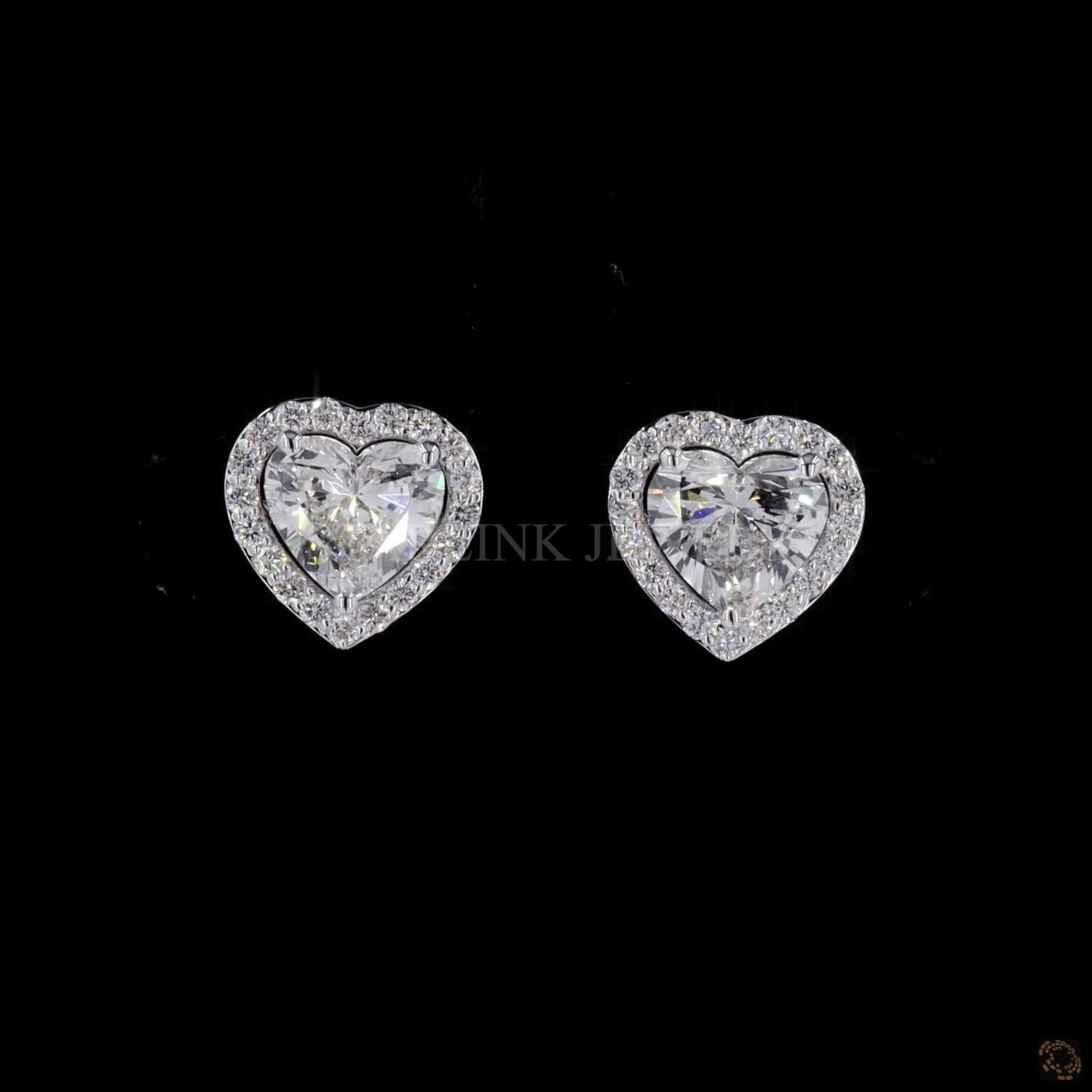 Luxury Heart Cut Diamond Halo Stud Earrings – view 3