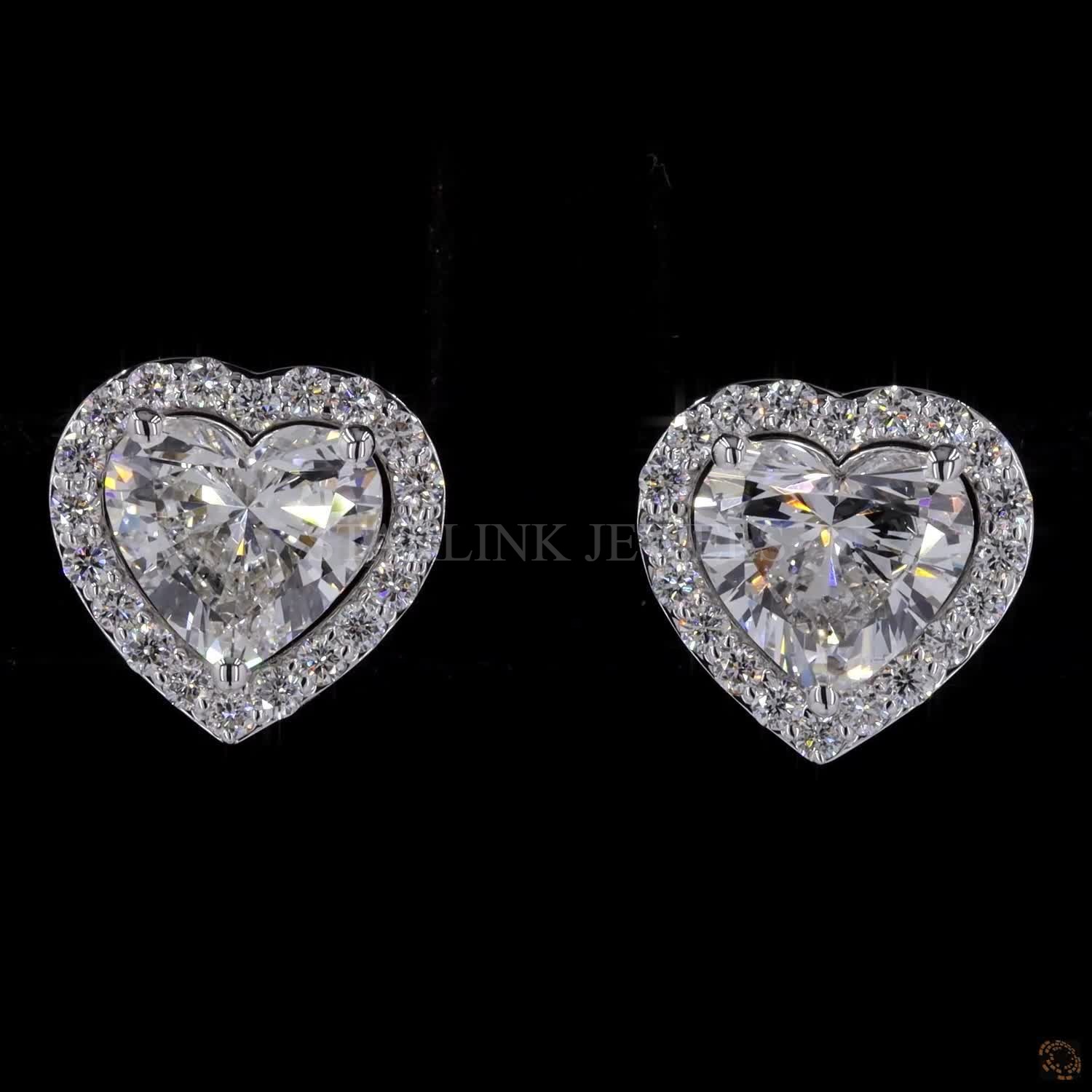 Luxury Heart Cut Diamond Halo Stud Earrings – view 4