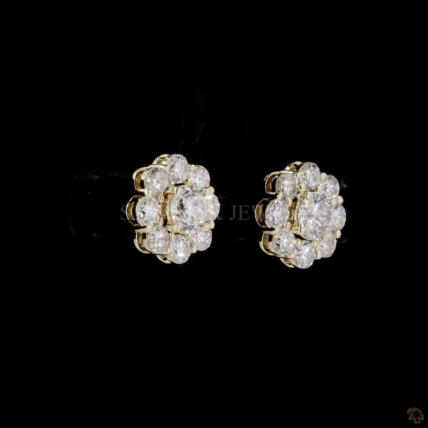 Luxury Detachable Round Diamond Cluster Earrings – view 4