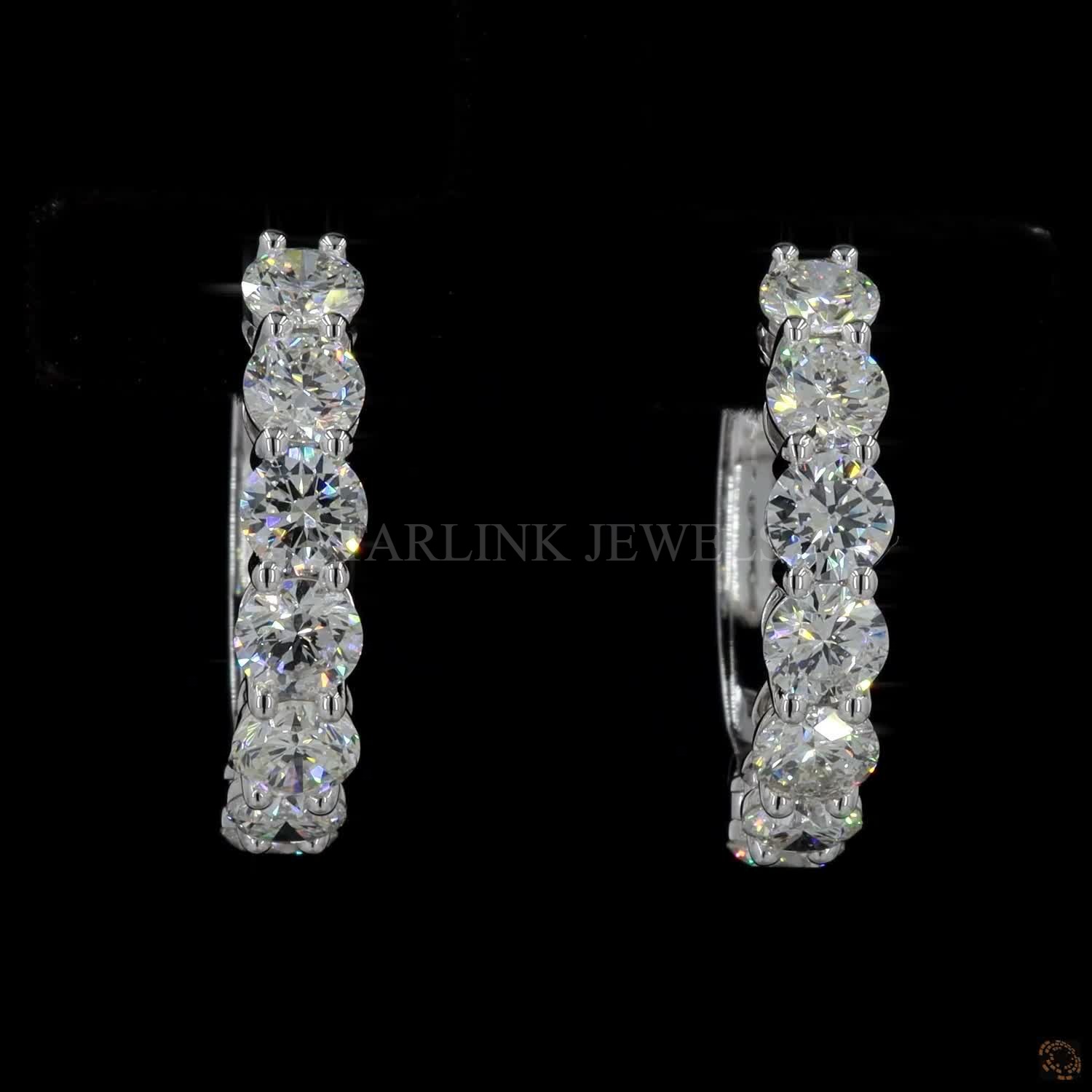 Classic Round Diamond Hoop Earrings – view 3