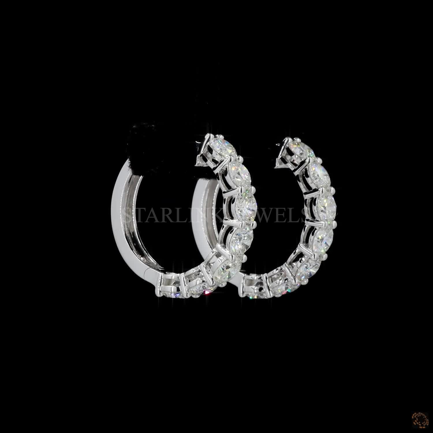 Classic Round Diamond Hoop Earrings – view 4