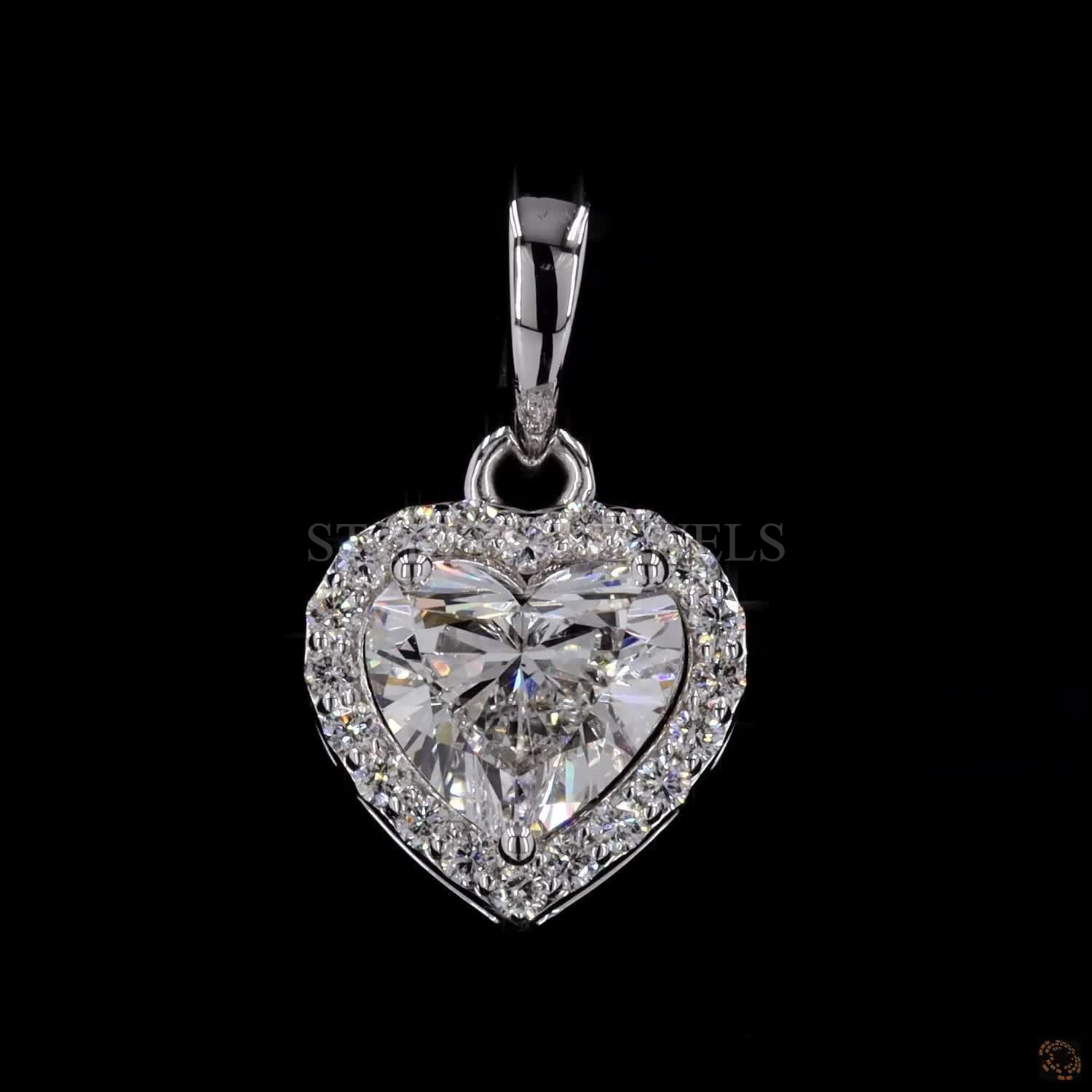 Elegant Heart Shape Diamond Halo Pendant – view 3