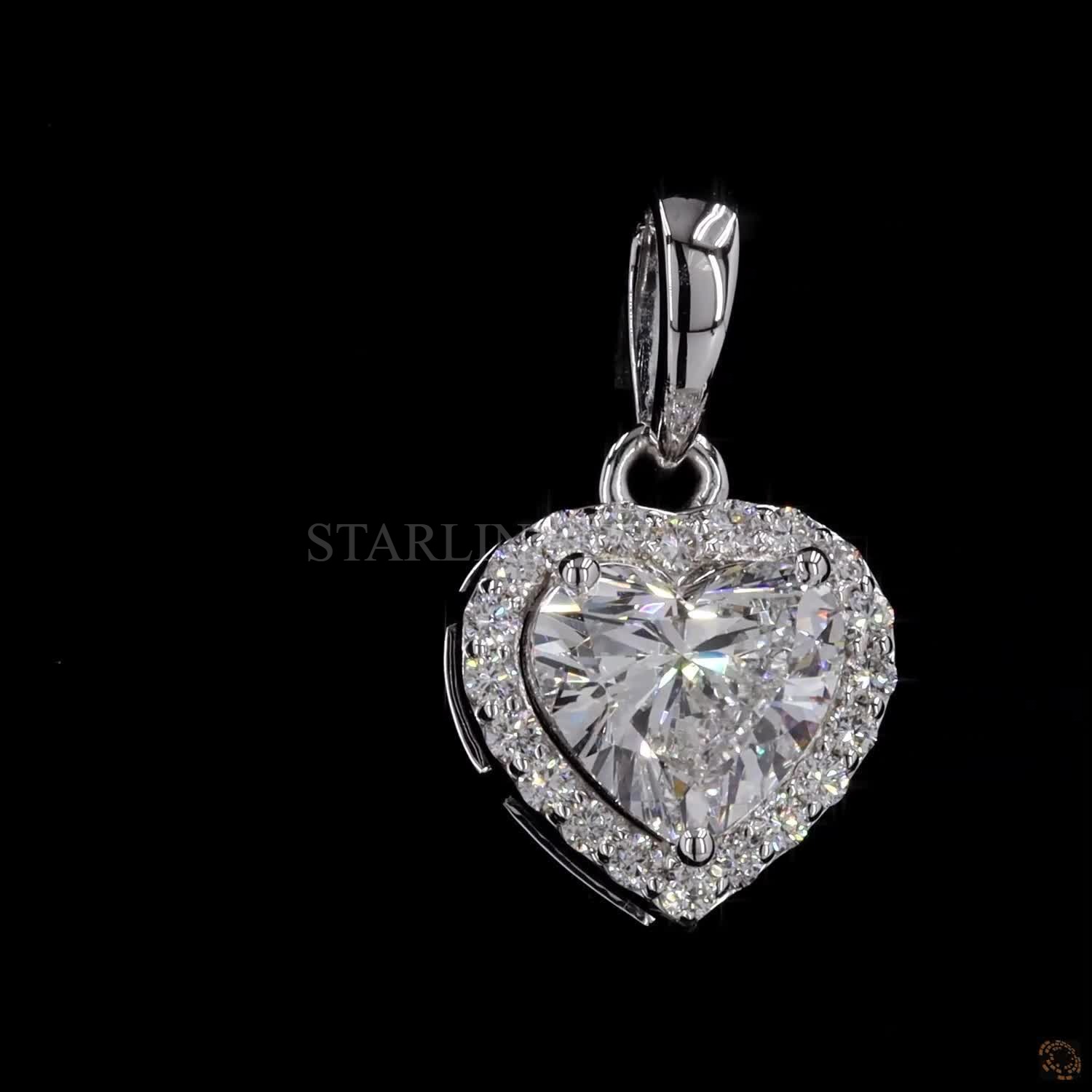 Elegant Heart Shape Diamond Halo Pendant – view 4