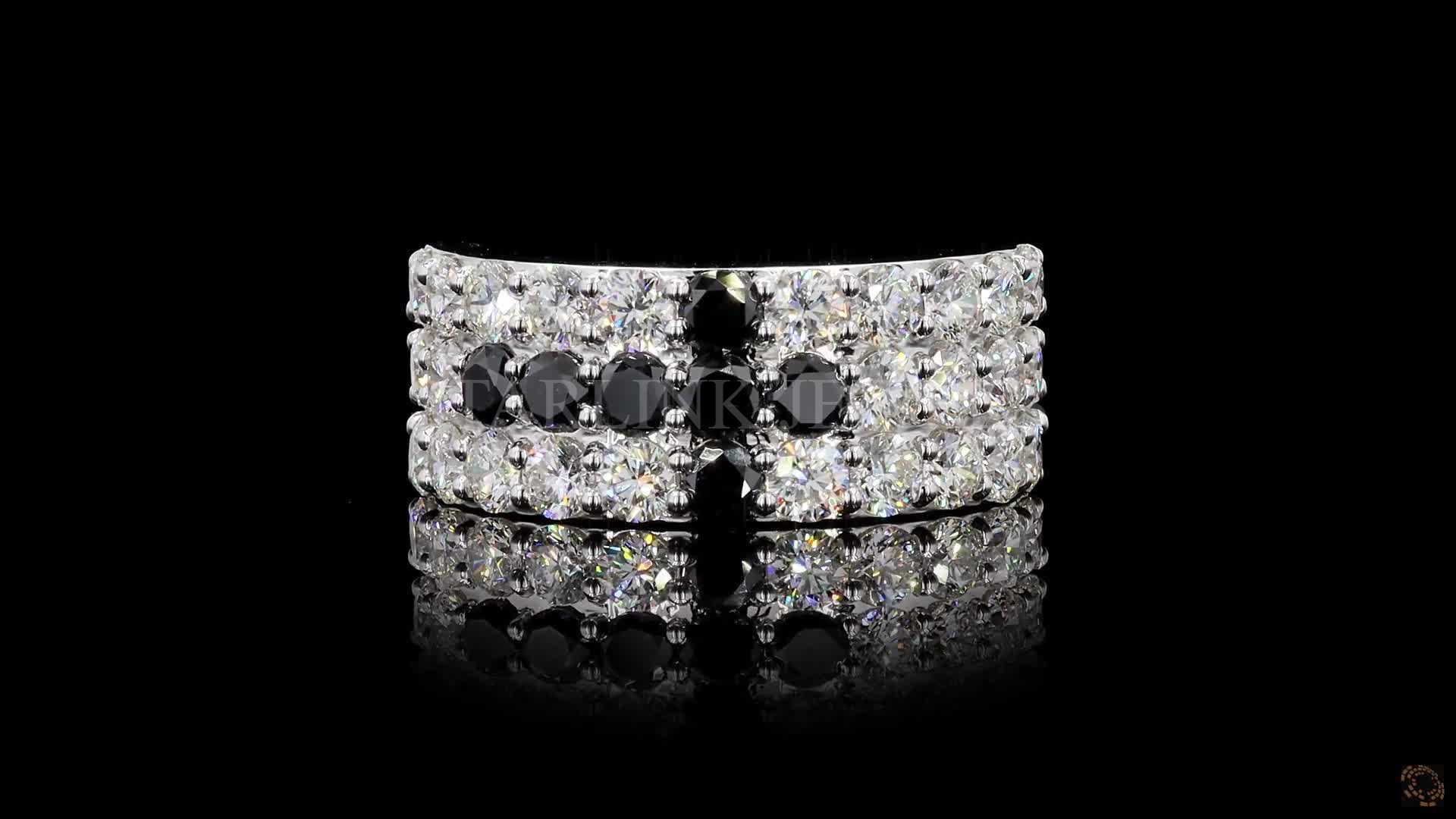 Luxury Black & White Diamond Statement Ring – view 3