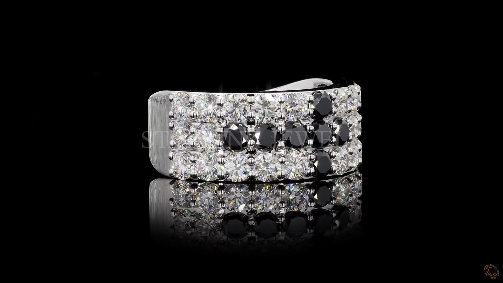 Luxury Black & White Diamond Statement Ring – view 4