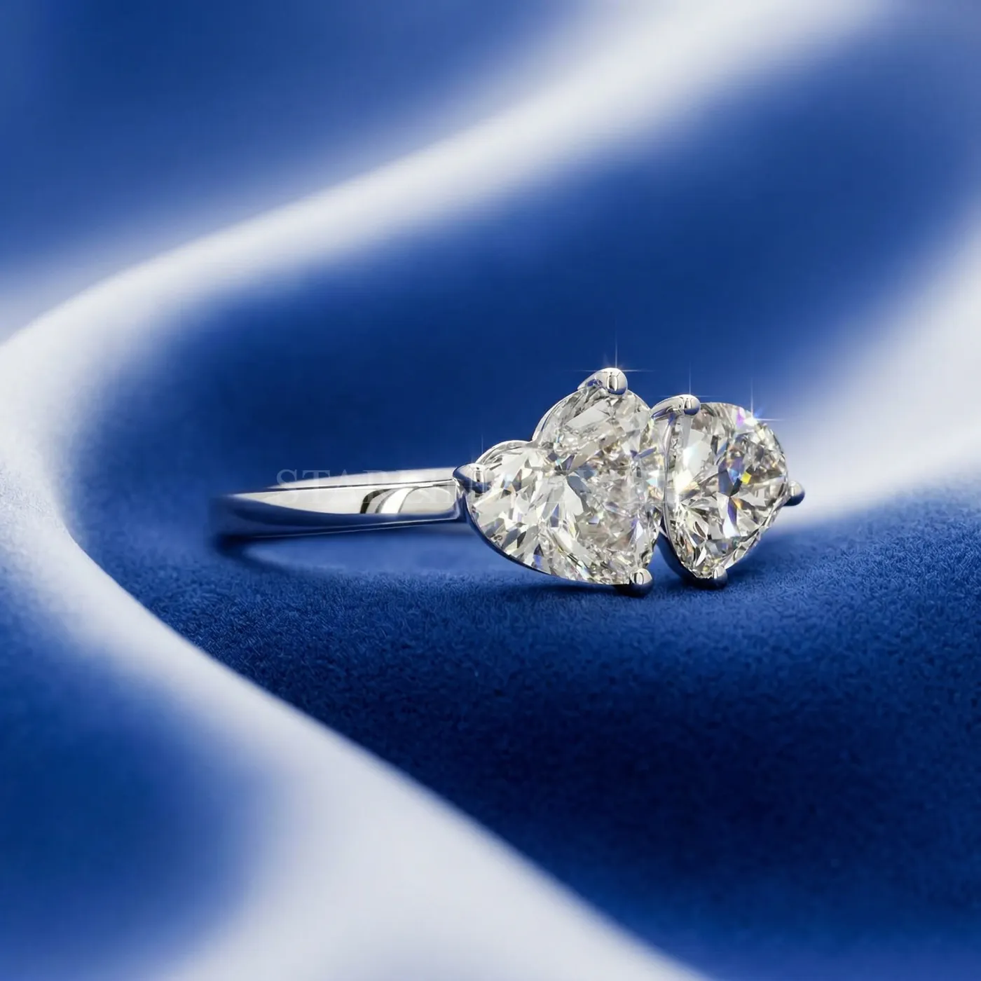 Double Heart Diamond Ring (Toi et Moi Style)