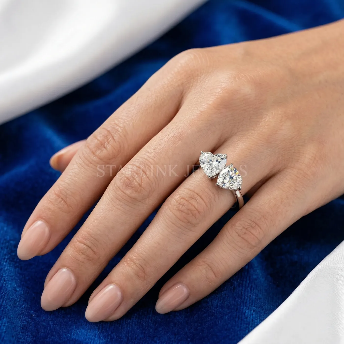 Double Heart Diamond Ring (Toi et Moi Style) – view 2