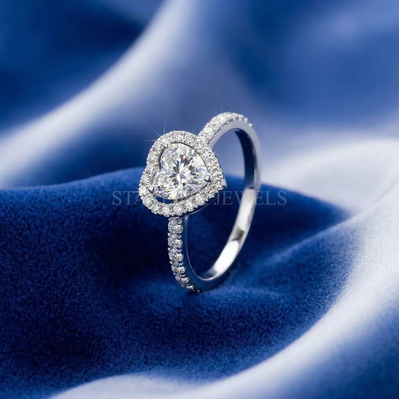 Heart Cut Halo Diamond Ring