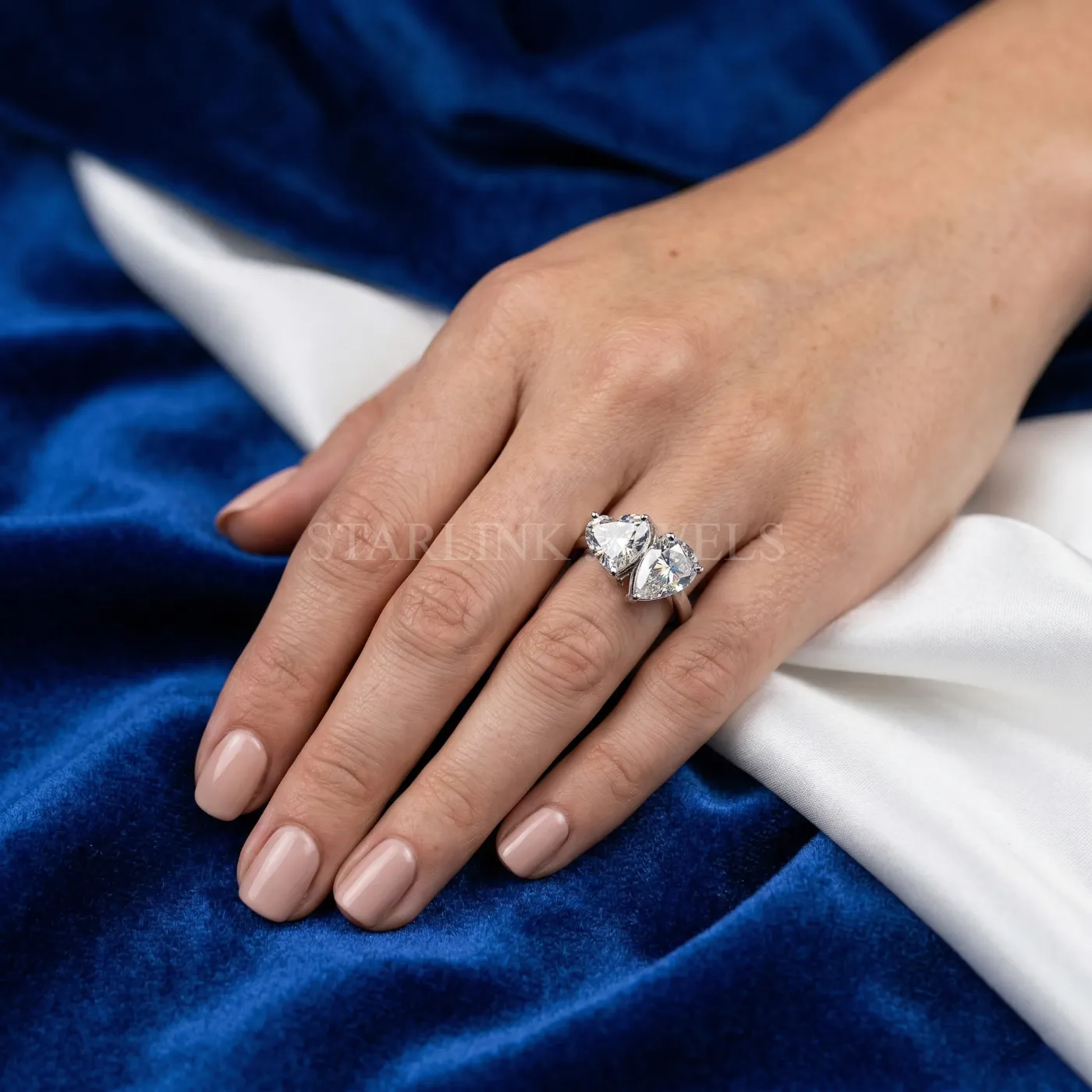 Heart & Pear Toi et Moi Style Diamond Ring – view 2