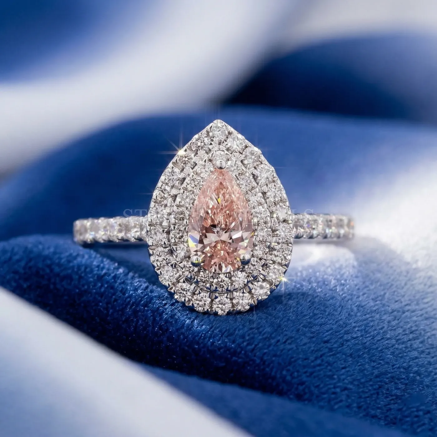 Pink Pear Diamond Halo Ring