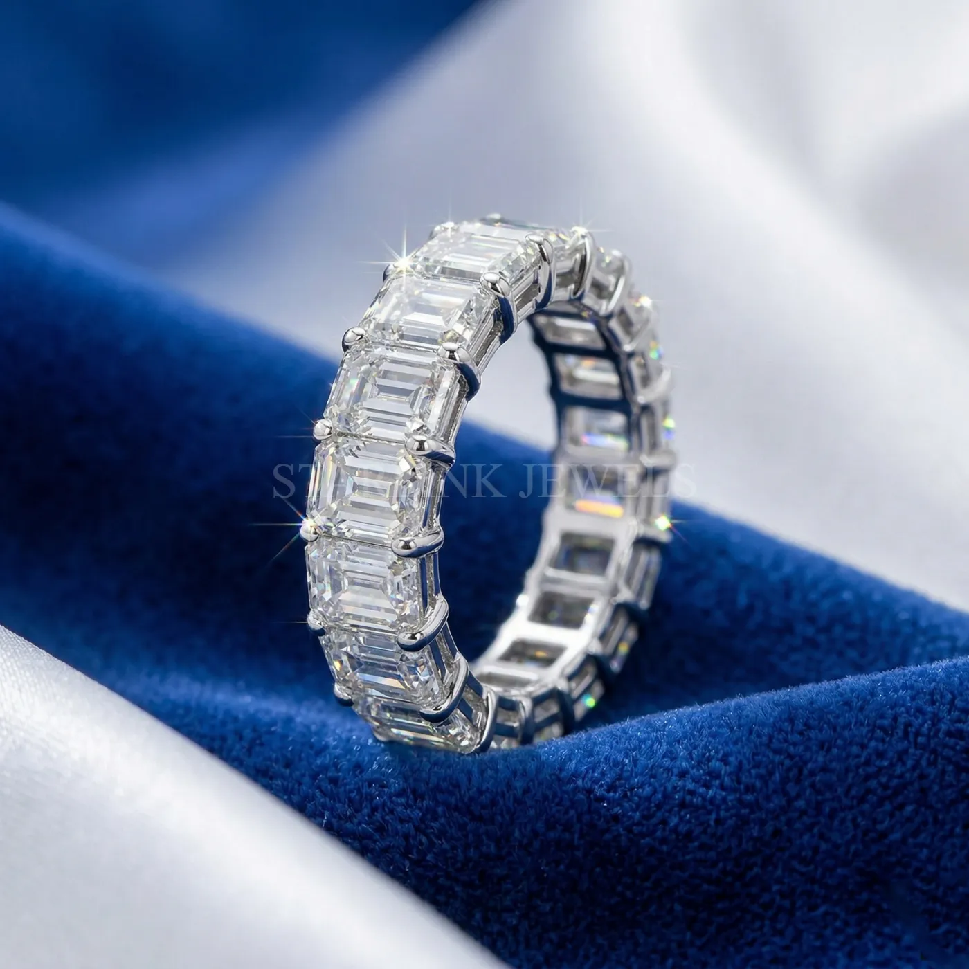 Emerald Cut Diamond Full Eternity Band