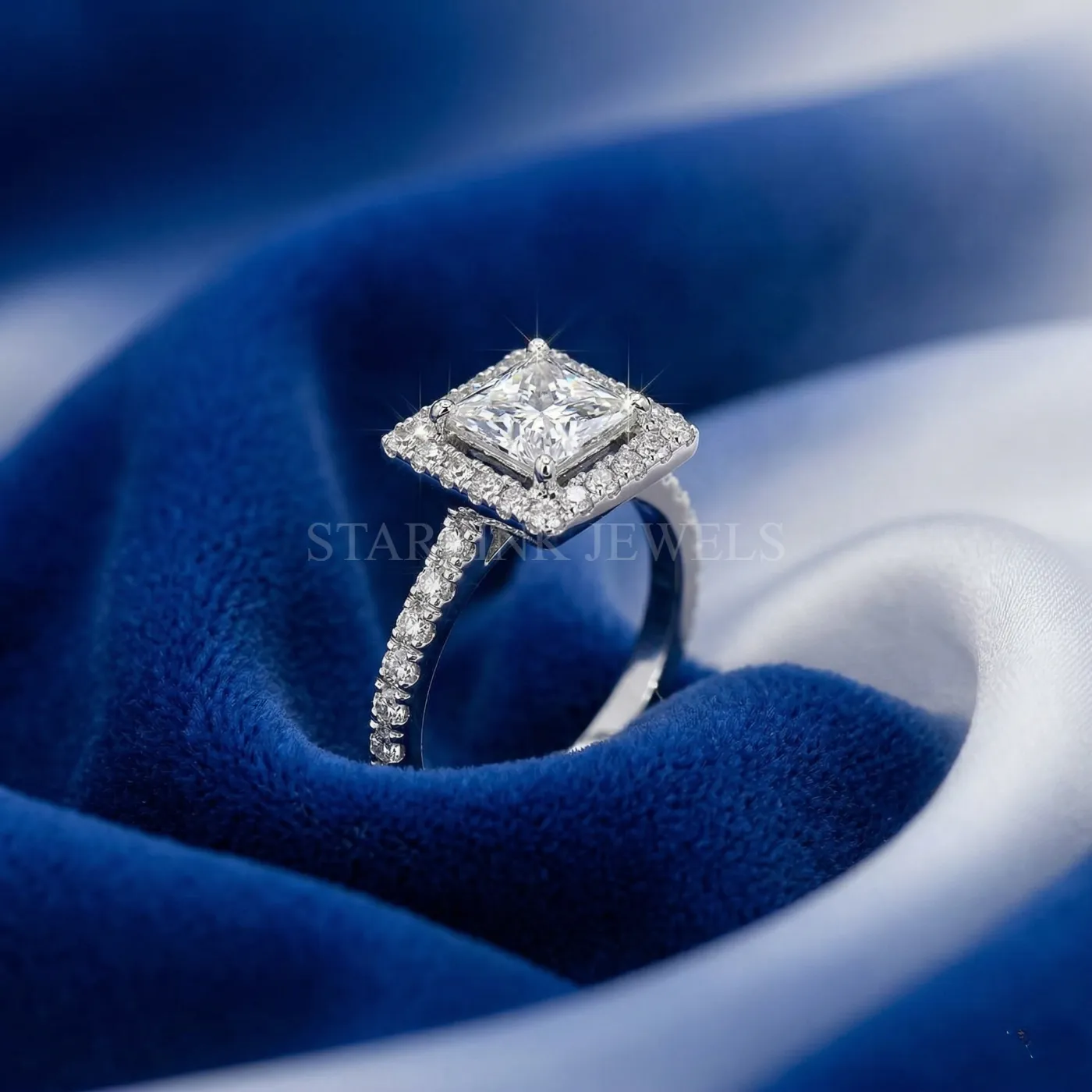 Princess Cut Halo Diamond Ring