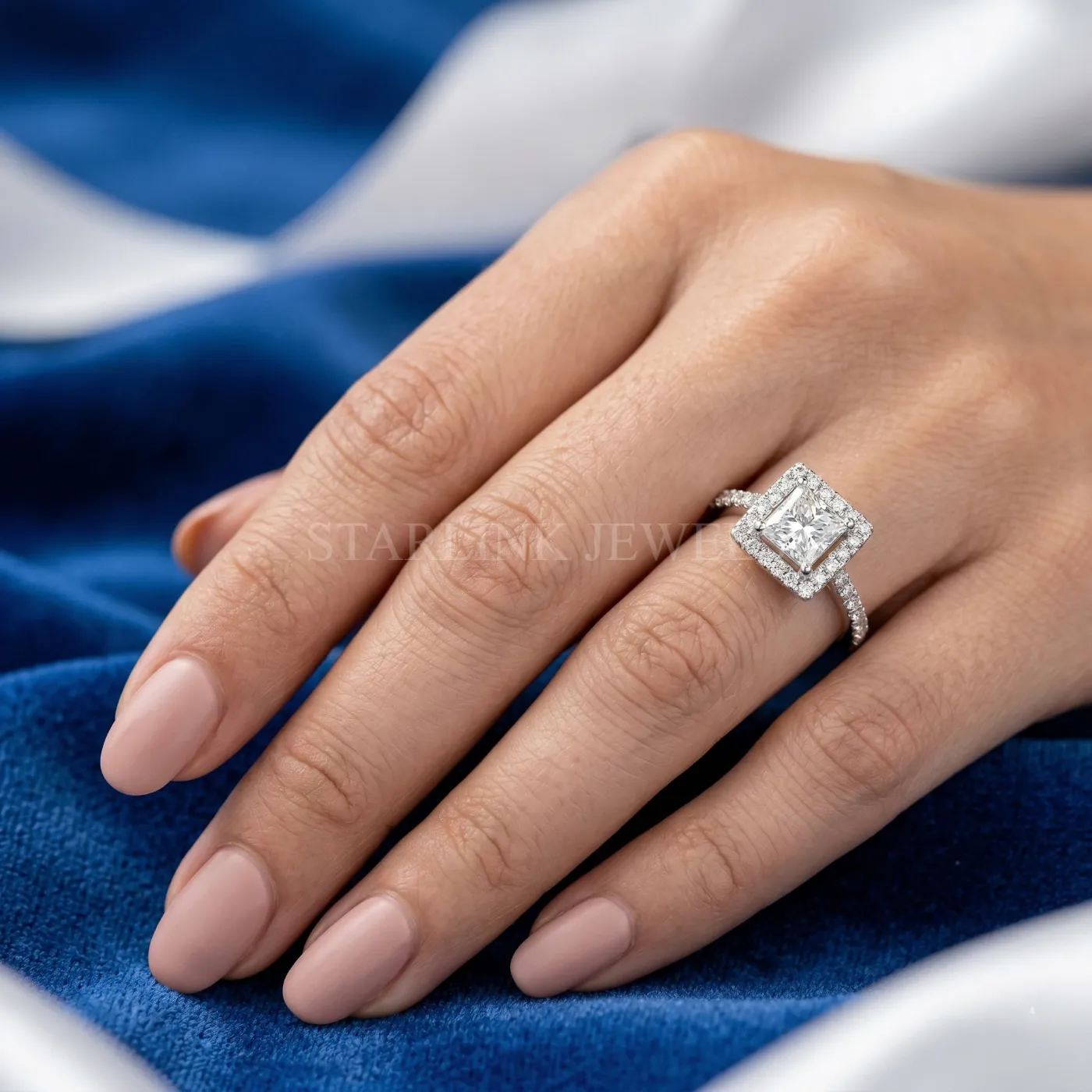 Princess Cut Halo Diamond Ring – view 2
