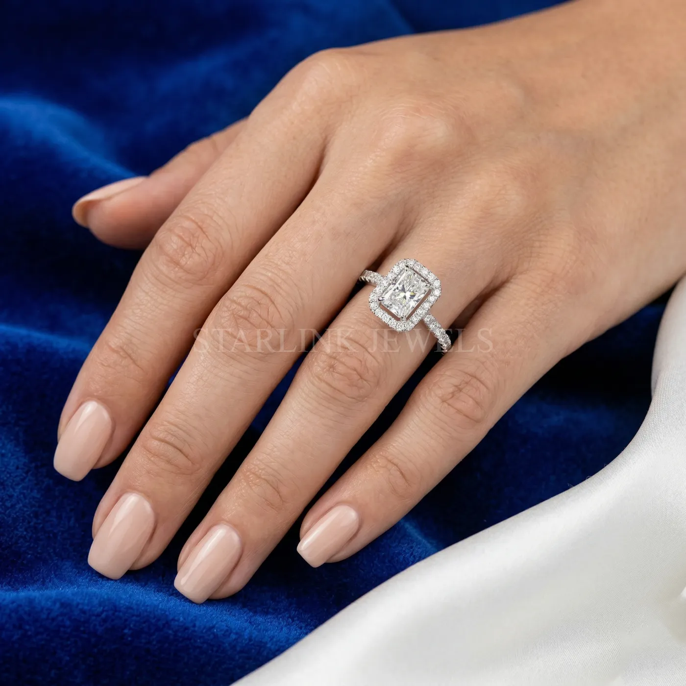 Radiant Cut Halo Diamond Ring – view 2