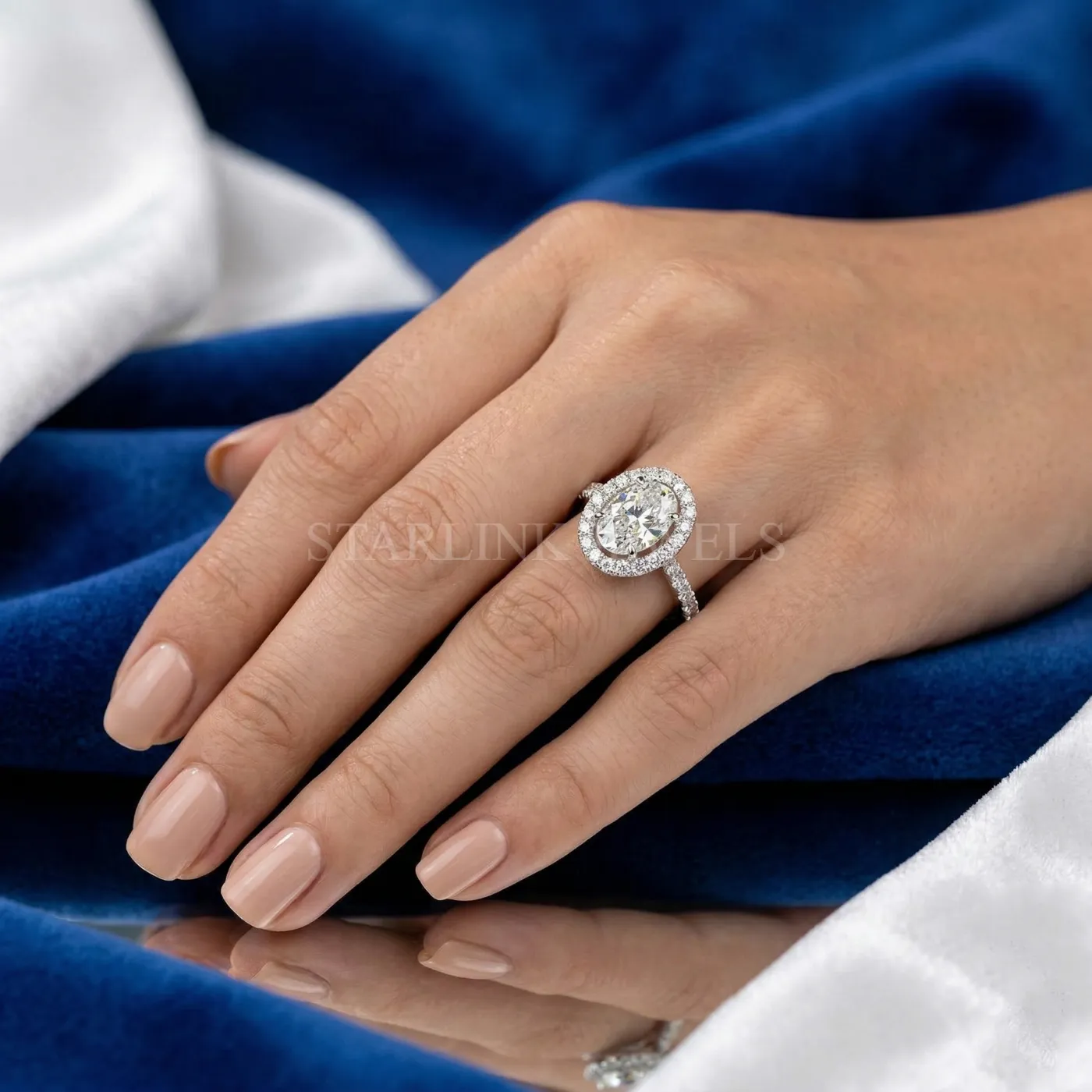 Oval Cut Halo Diamond Ring – view 2