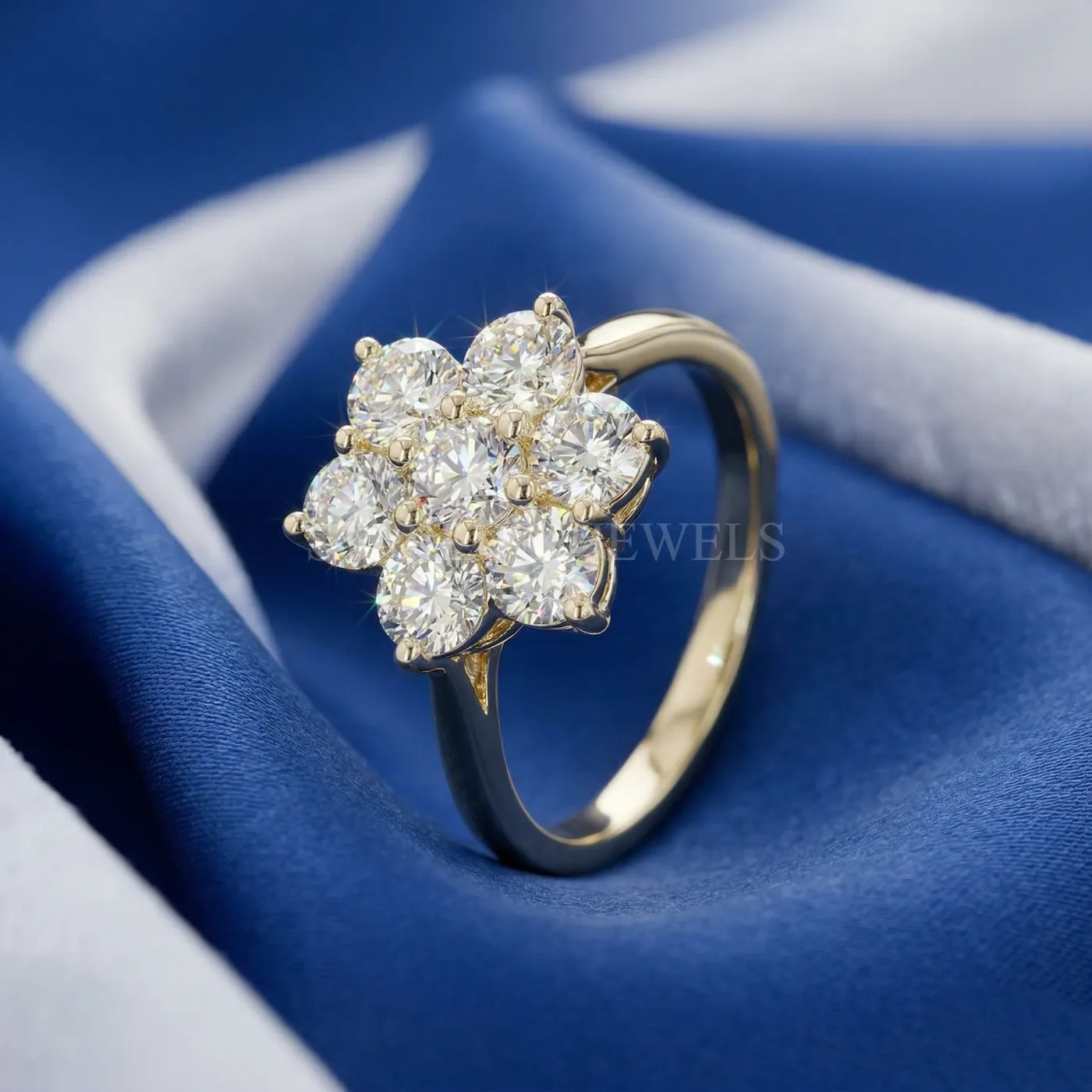 7 Stone Flower Diamond Ring