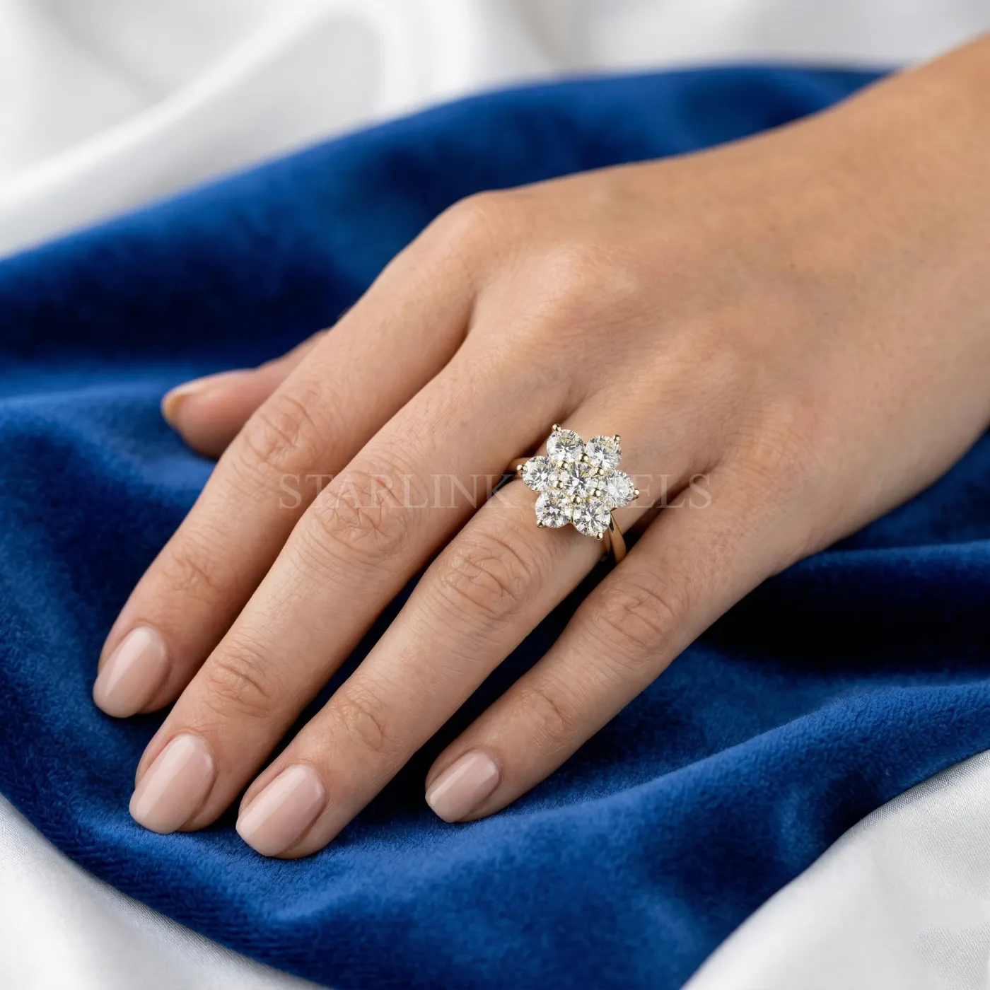 7 Stone Flower Diamond Ring – view 2